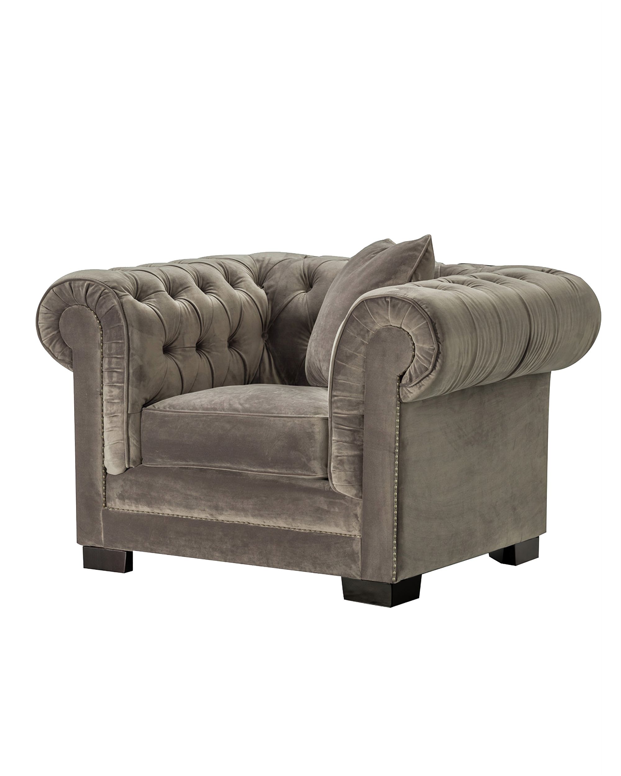 Křeslo Chesterfield Classic Velvet Dark Grey 118x96x77cm