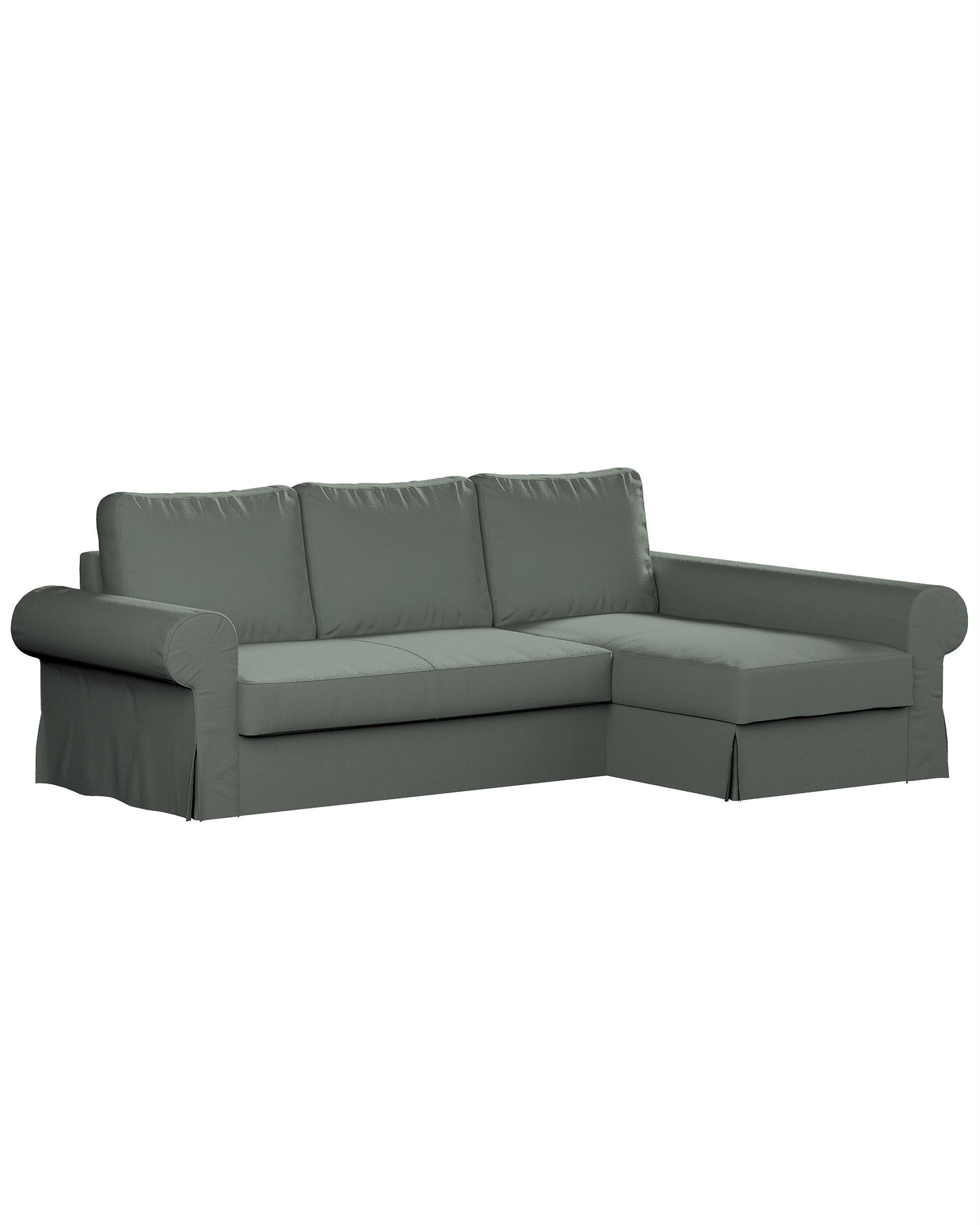 Potah na pohovku IKEA Backabro rozkládací se šezlongem barva zelená látka pletený vzor