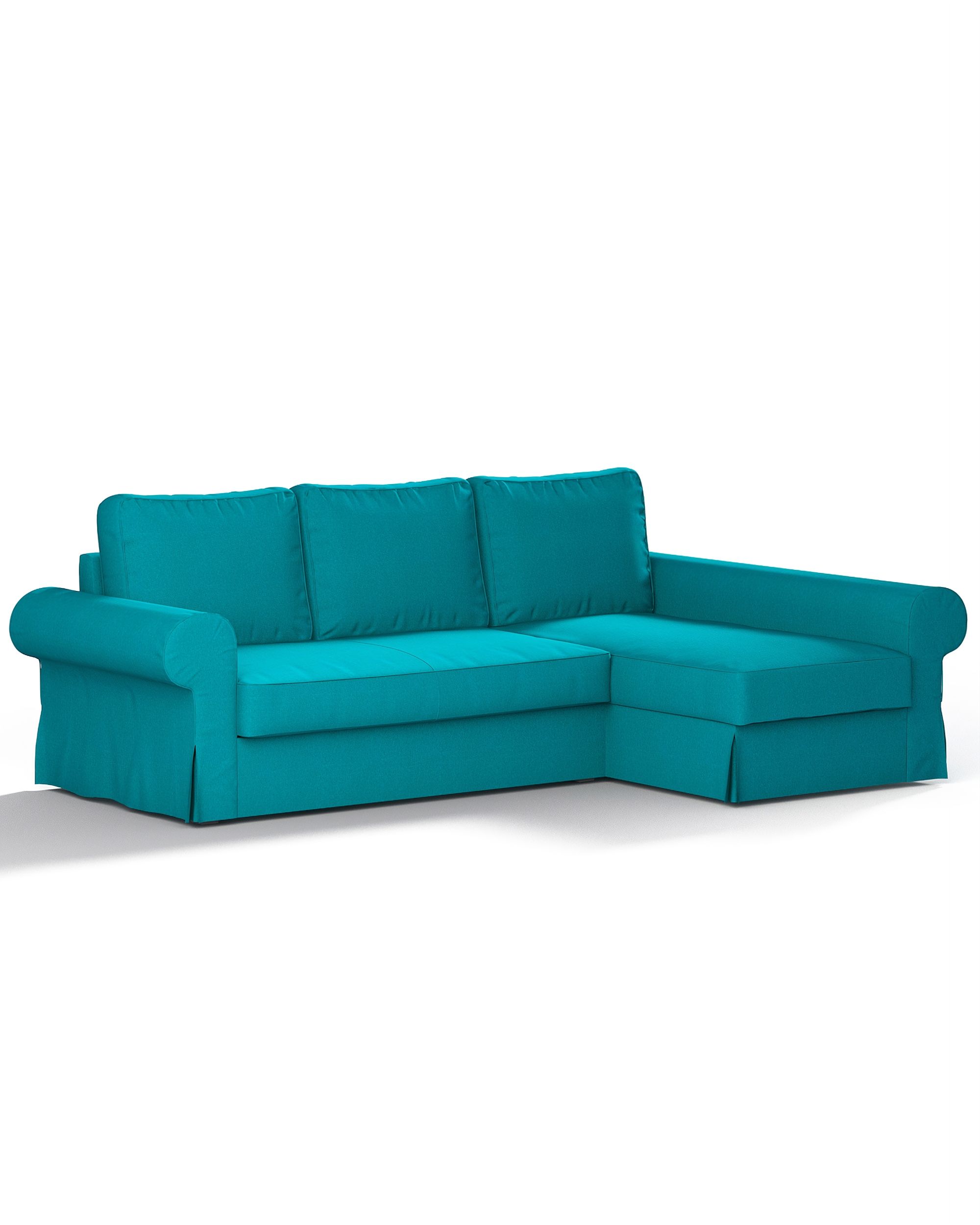 Potah na pohovku IKEA Backabro rozkládací se šezlongem barva modrá látka pletený vzor