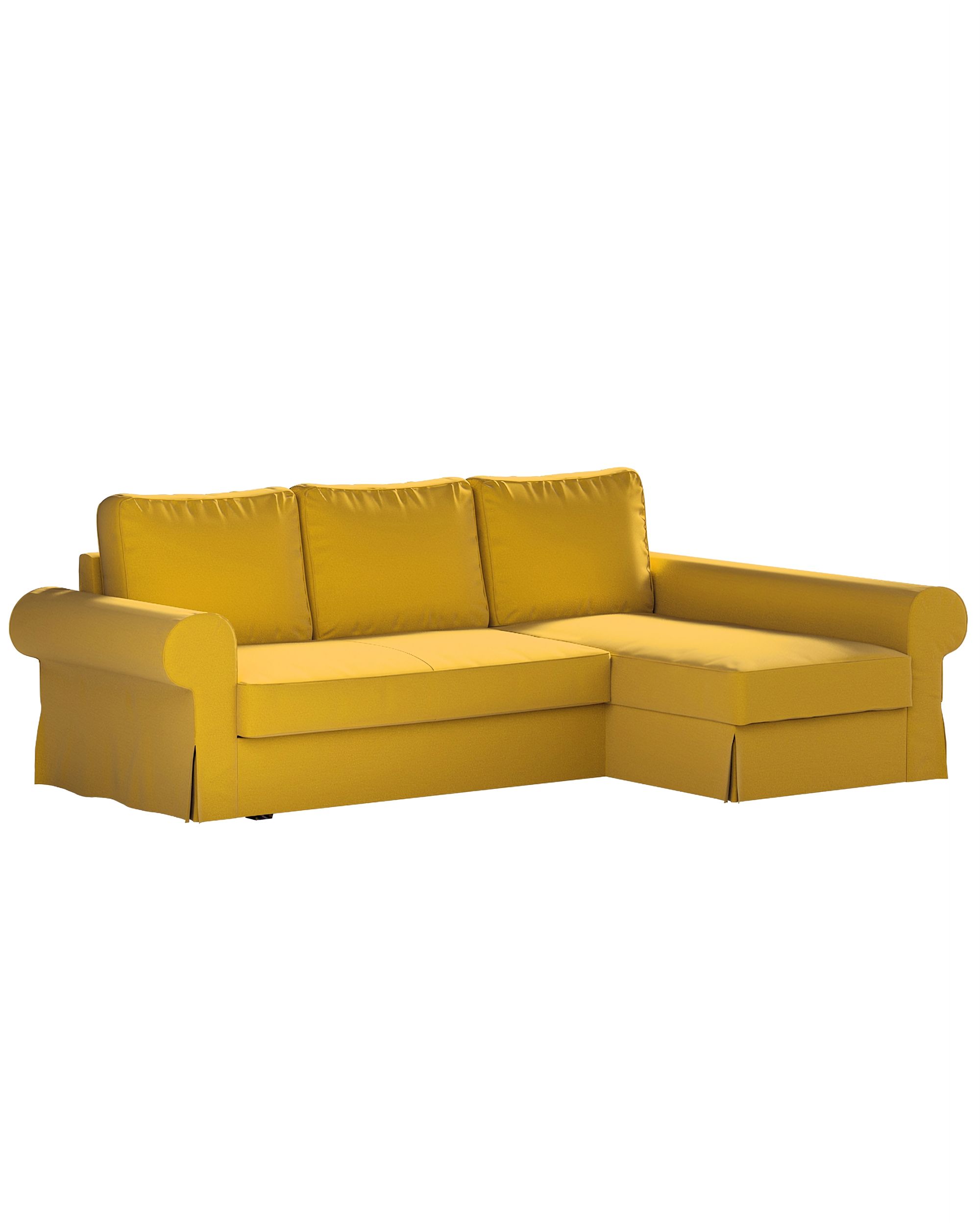 Potah na pohovku IKEA Backabro rozkládací se šezlongem barva žlutá látka sametová