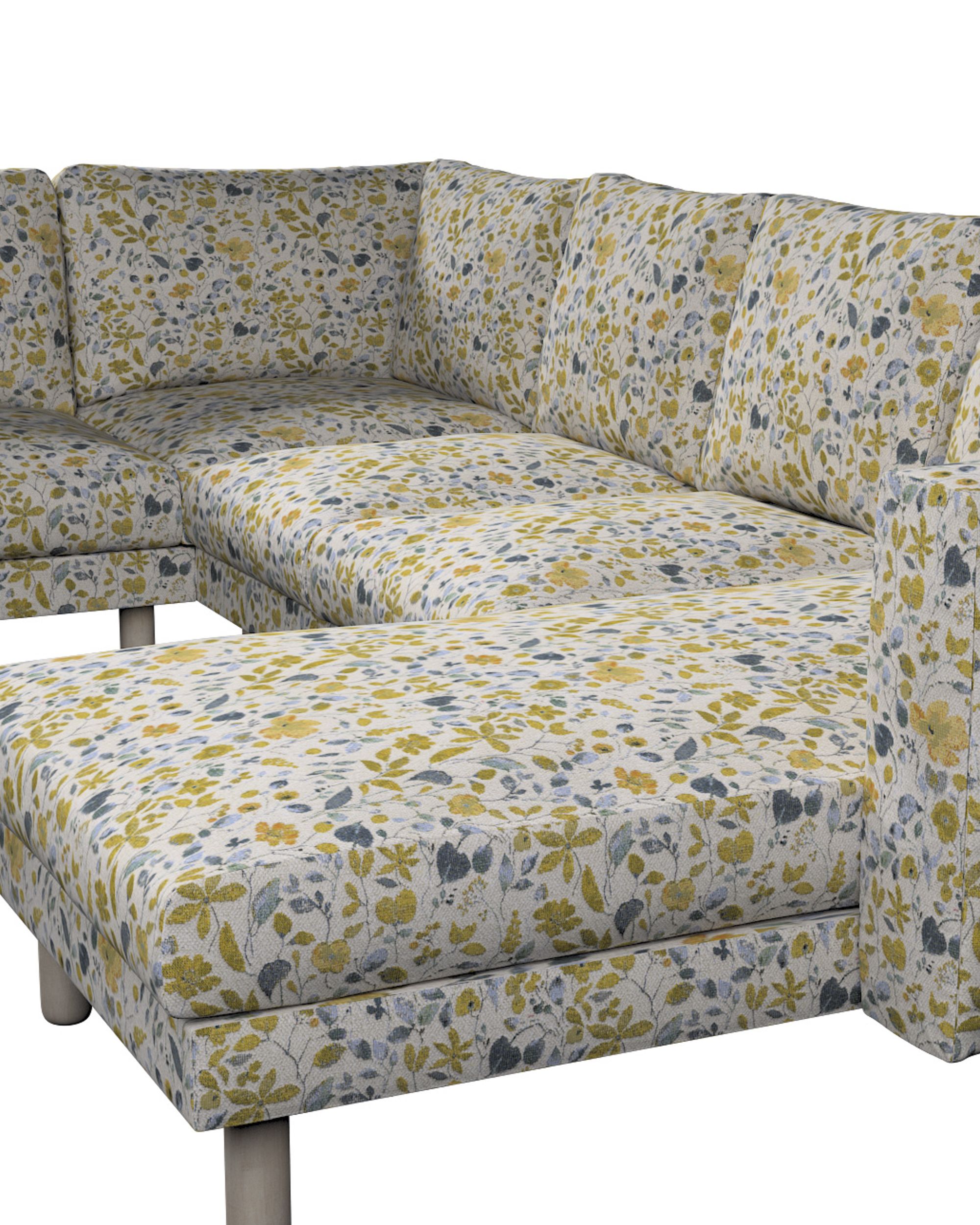 Potah na pohovku IKEA Norsborg rohová, 5-místná se šezlongem barva žlutá látka pletený vzor, vzorované (hover)
