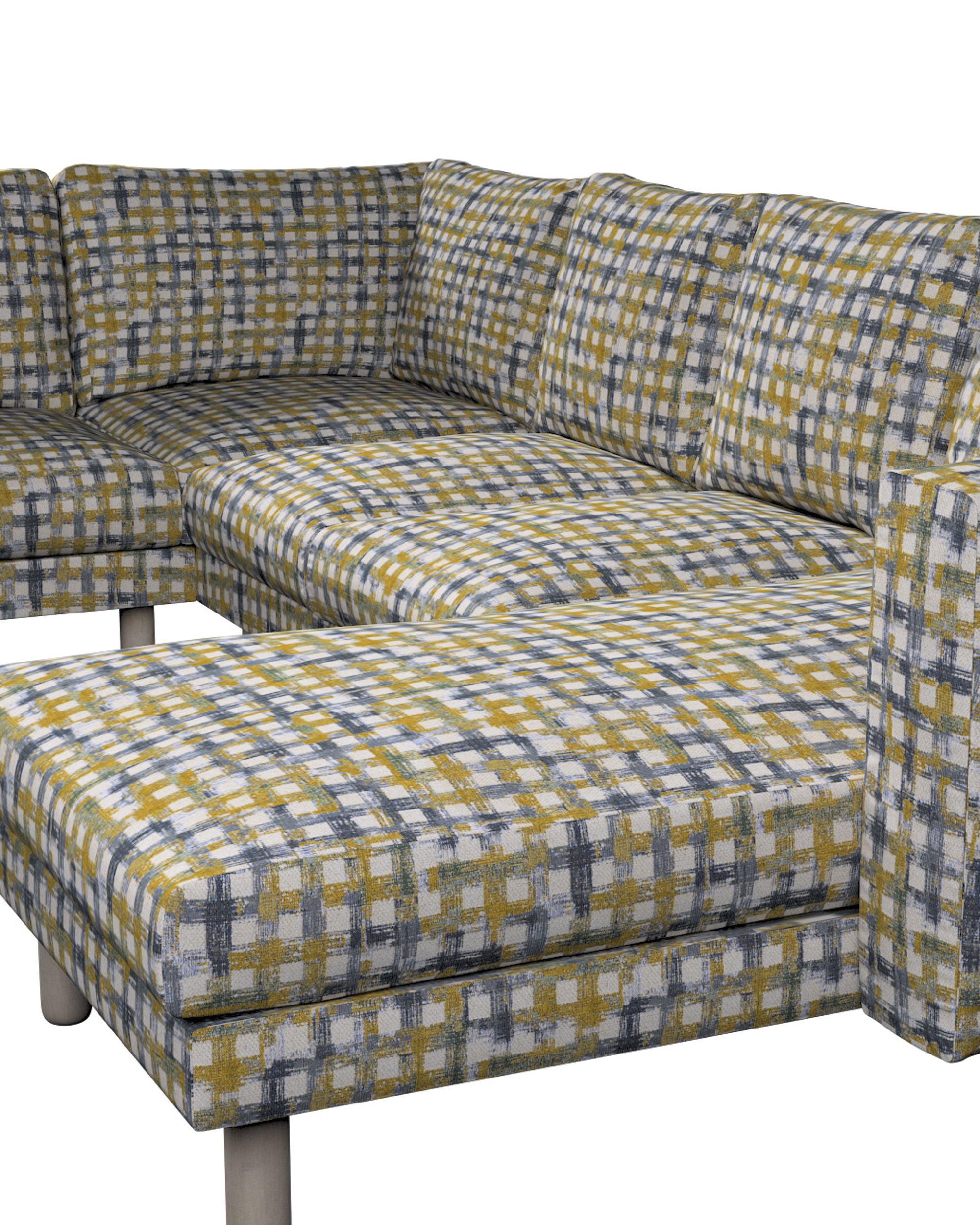 Potah na pohovku IKEA Norsborg rohová, 5-místná se šezlongem barva modrá látka pletený vzor, vzorované (hover)