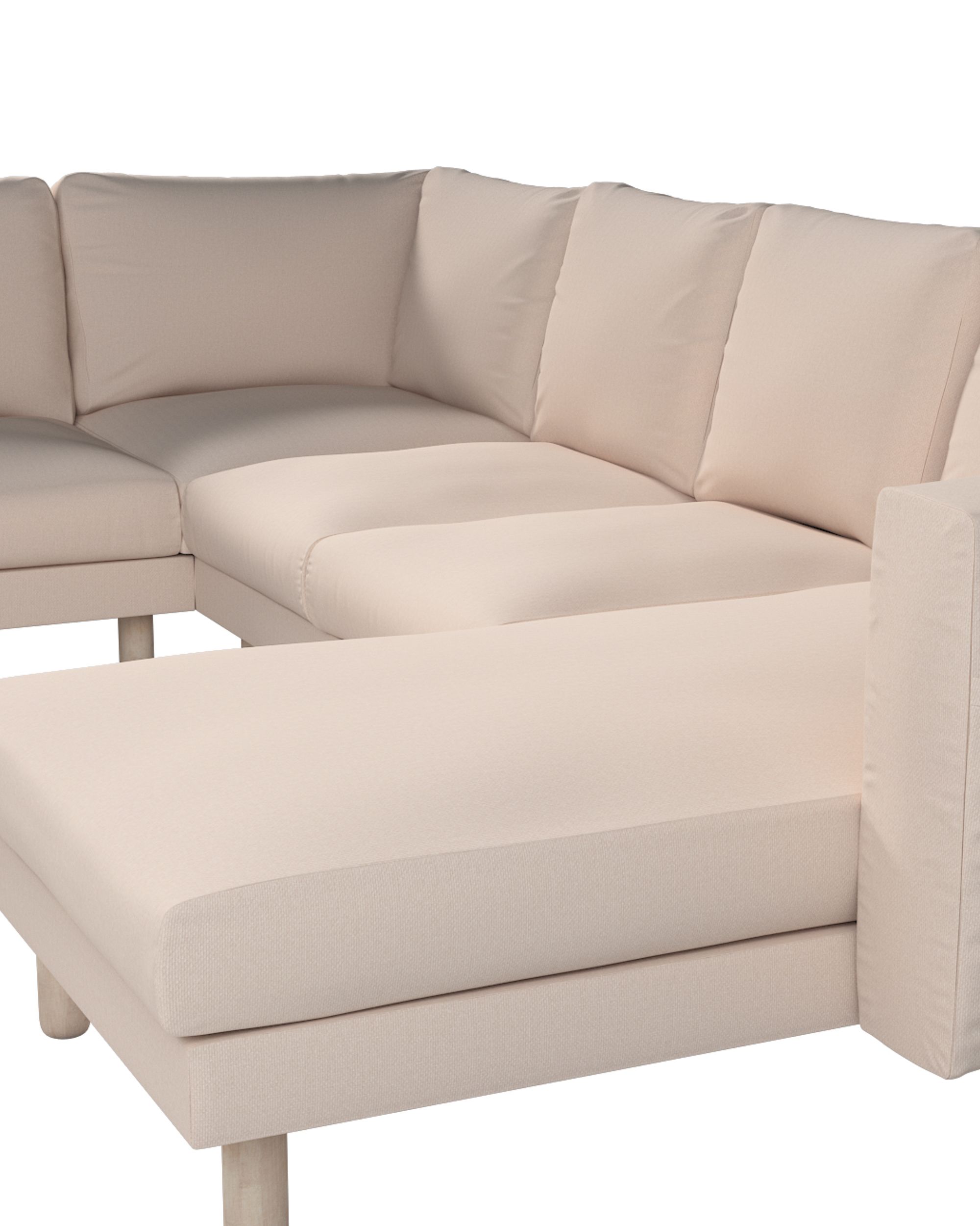 Potah na pohovku IKEA Norsborg rohová, 5-místná se šezlongem barva růžová látka pletený vzor (hover)