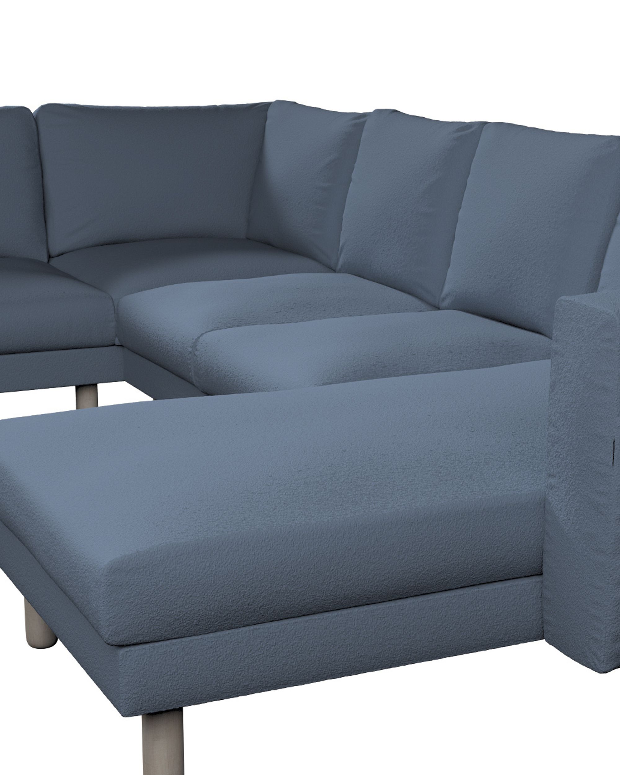Potah na pohovku IKEA Norsborg rohová, 5-místná se šezlongem barva modrá látka pletený vzor (hover)