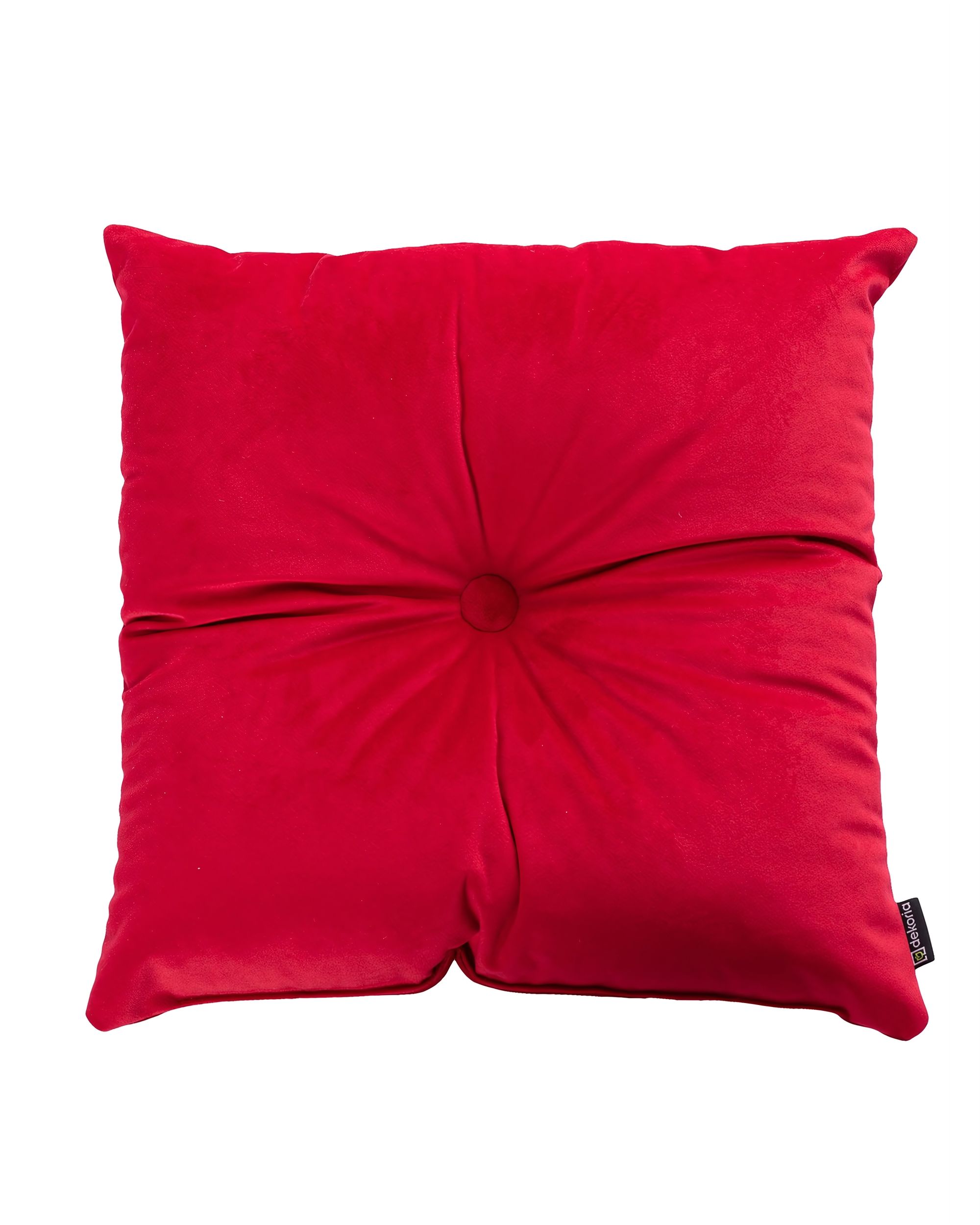 Sametový polštář Velvet s knoflíkem barva červená látka lesklé, sametová