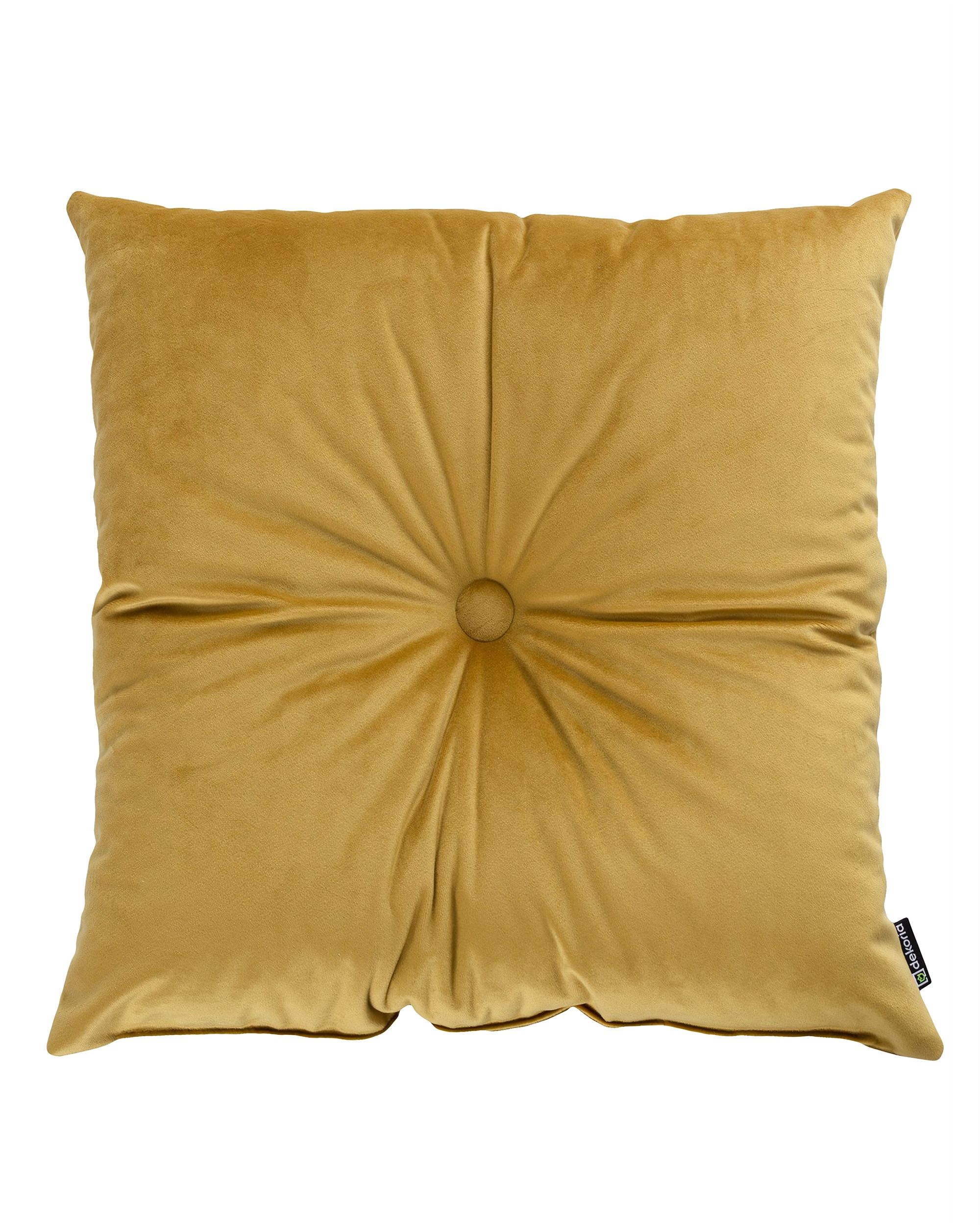 Sametový polštář Velvet s knoflíkem barva zelená látka lesklé, sametová