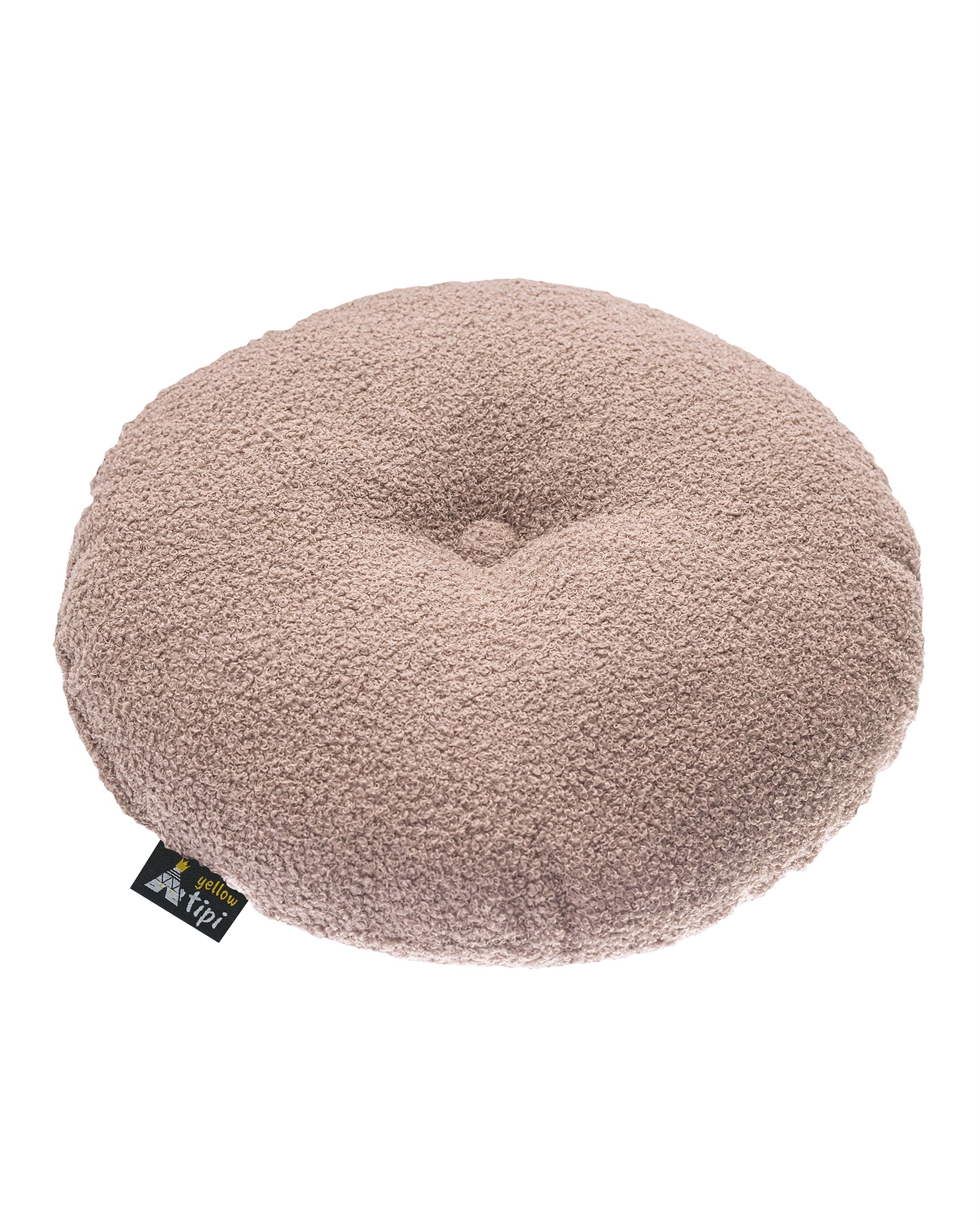 Sametový polštář s knoflíkem barva růžová látka pletený vzor (hover)