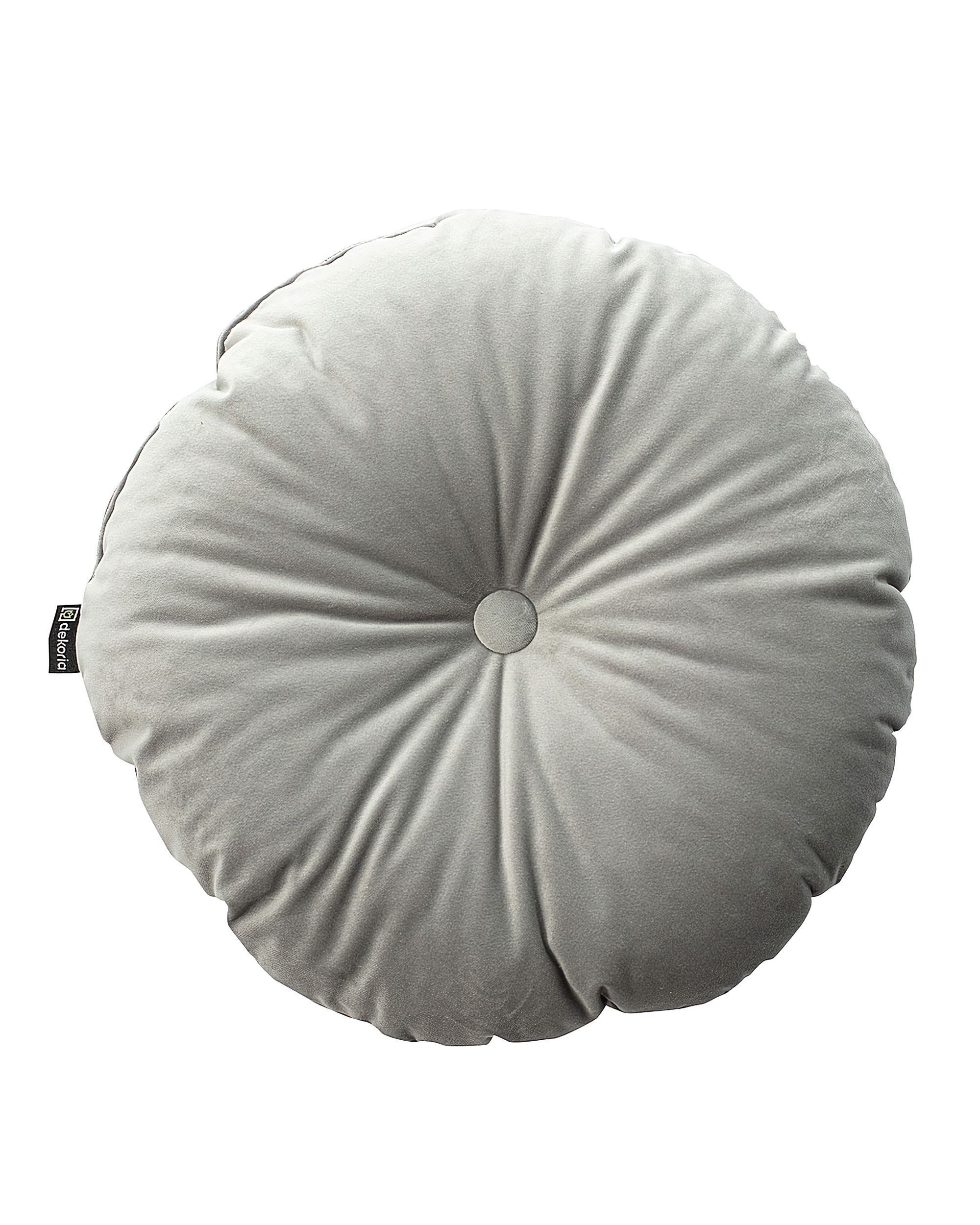 Sametový polštář s knoflíkem barva šedá látka lesklé, sametová