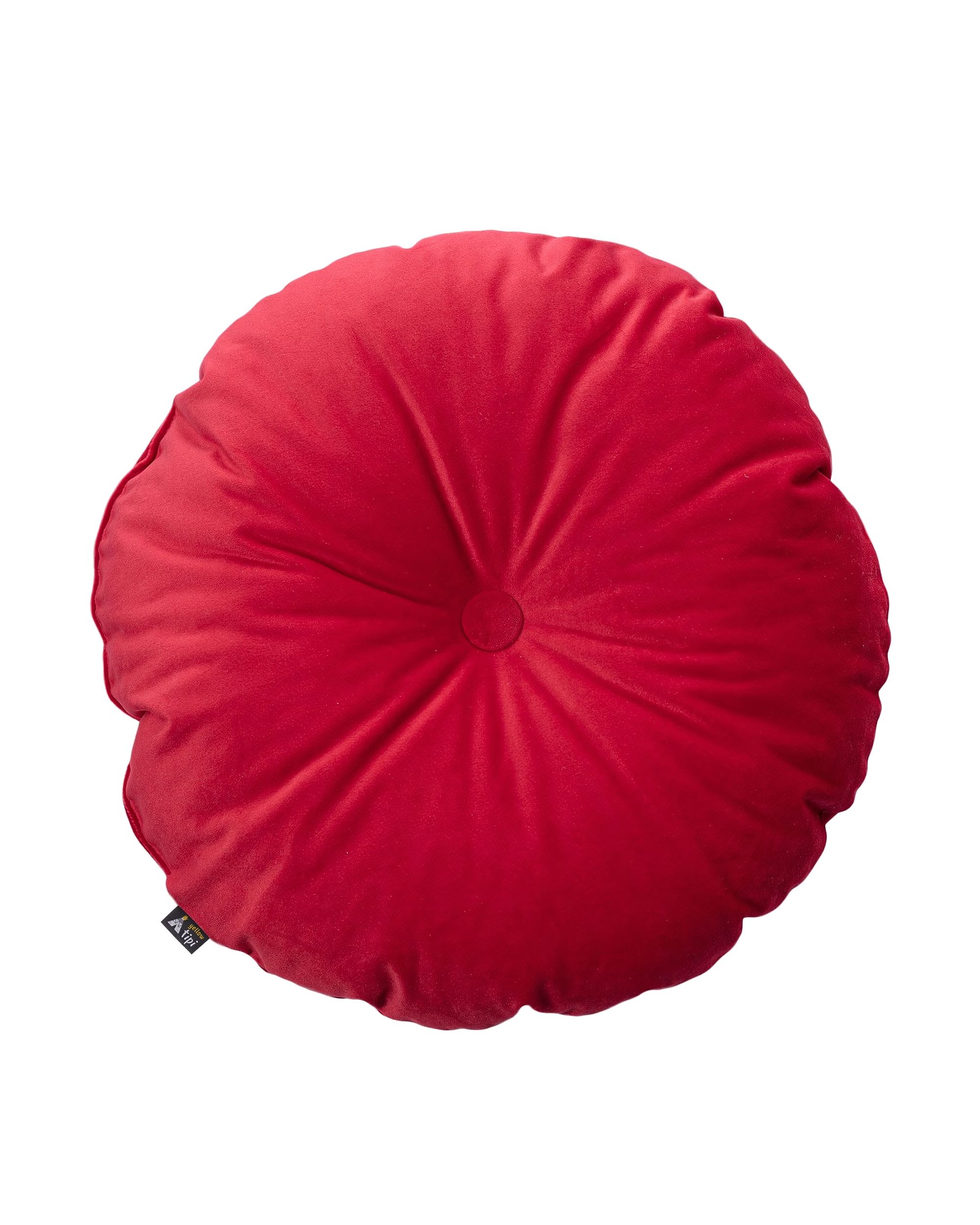 Sametový polštář s knoflíkem barva červená látka lesklé, sametová