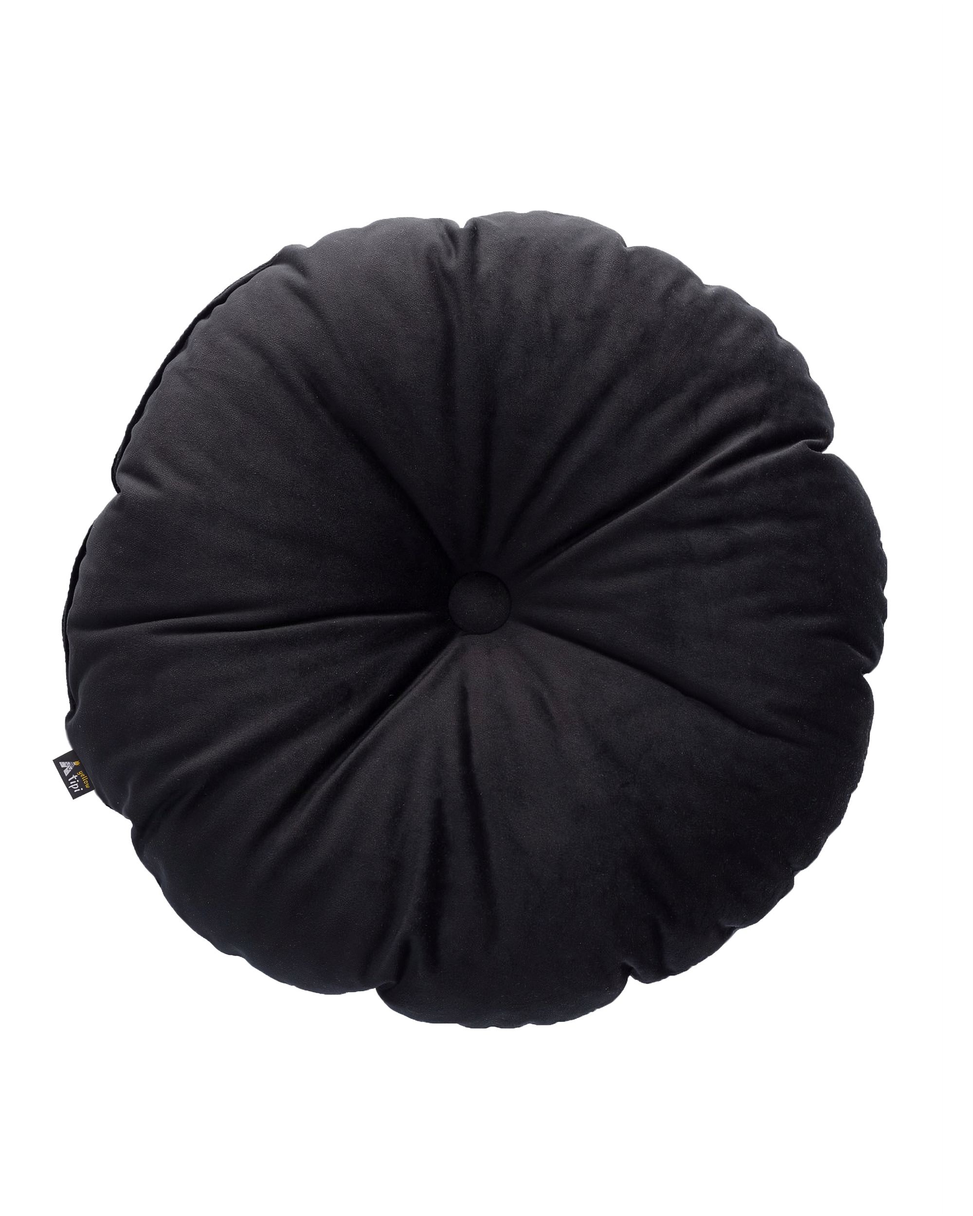 Sametový polštář s knoflíkem barva černá látka lesklé, sametová