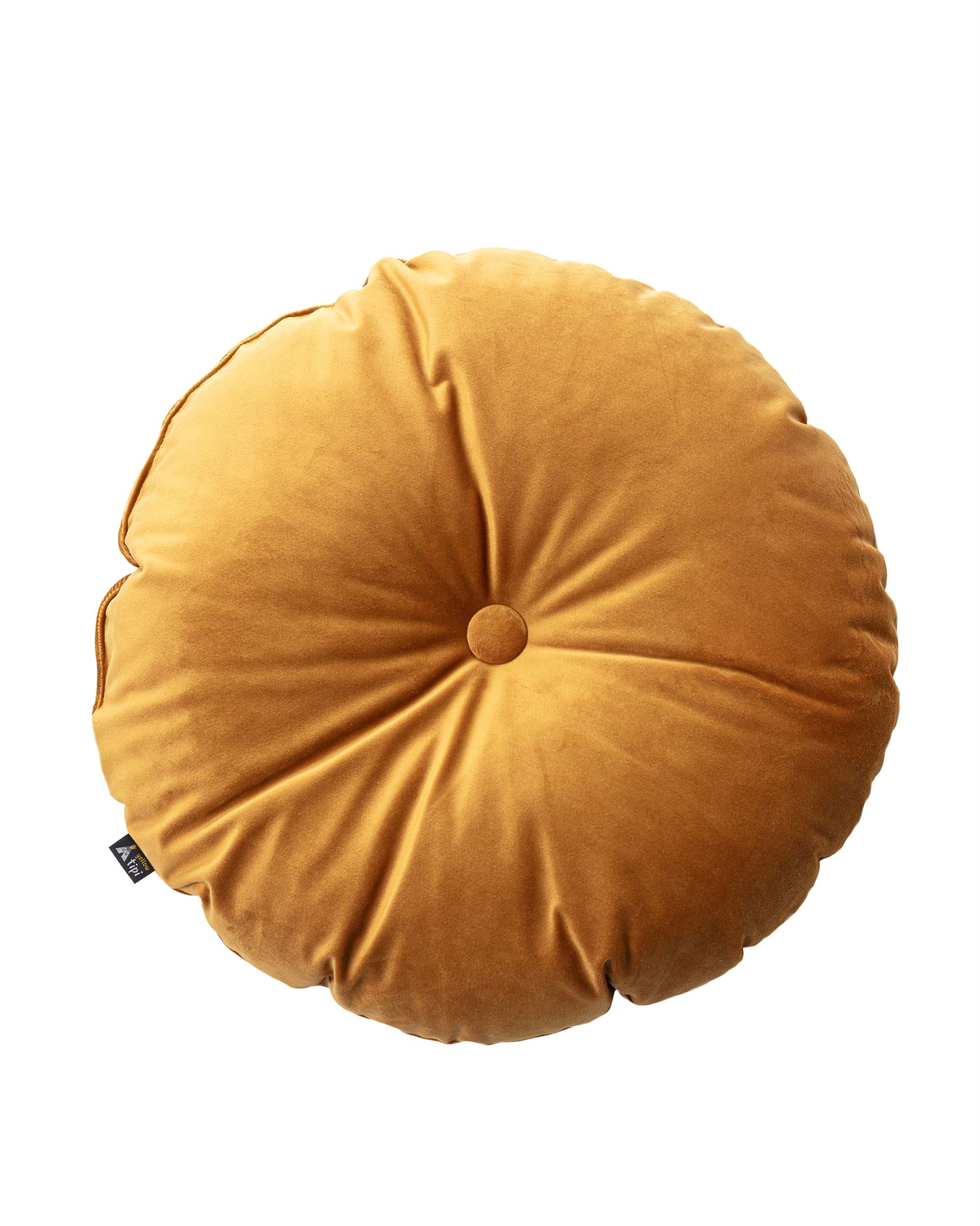 Sametový polštář s knoflíkem barva žlutá látka lesklé, sametová
