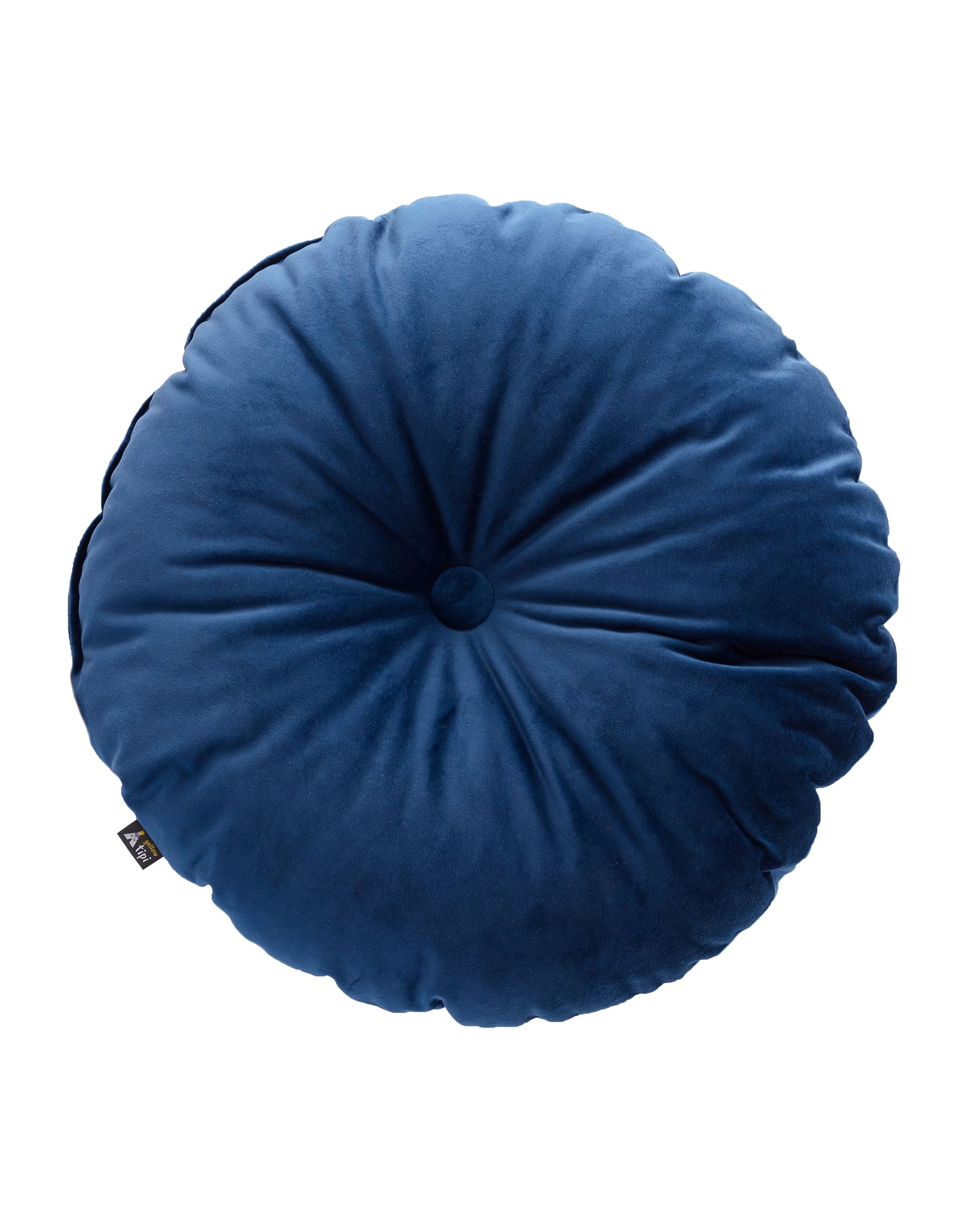 Sametový polštář s knoflíkem barva tmavě modrá látka lesklé, sametová