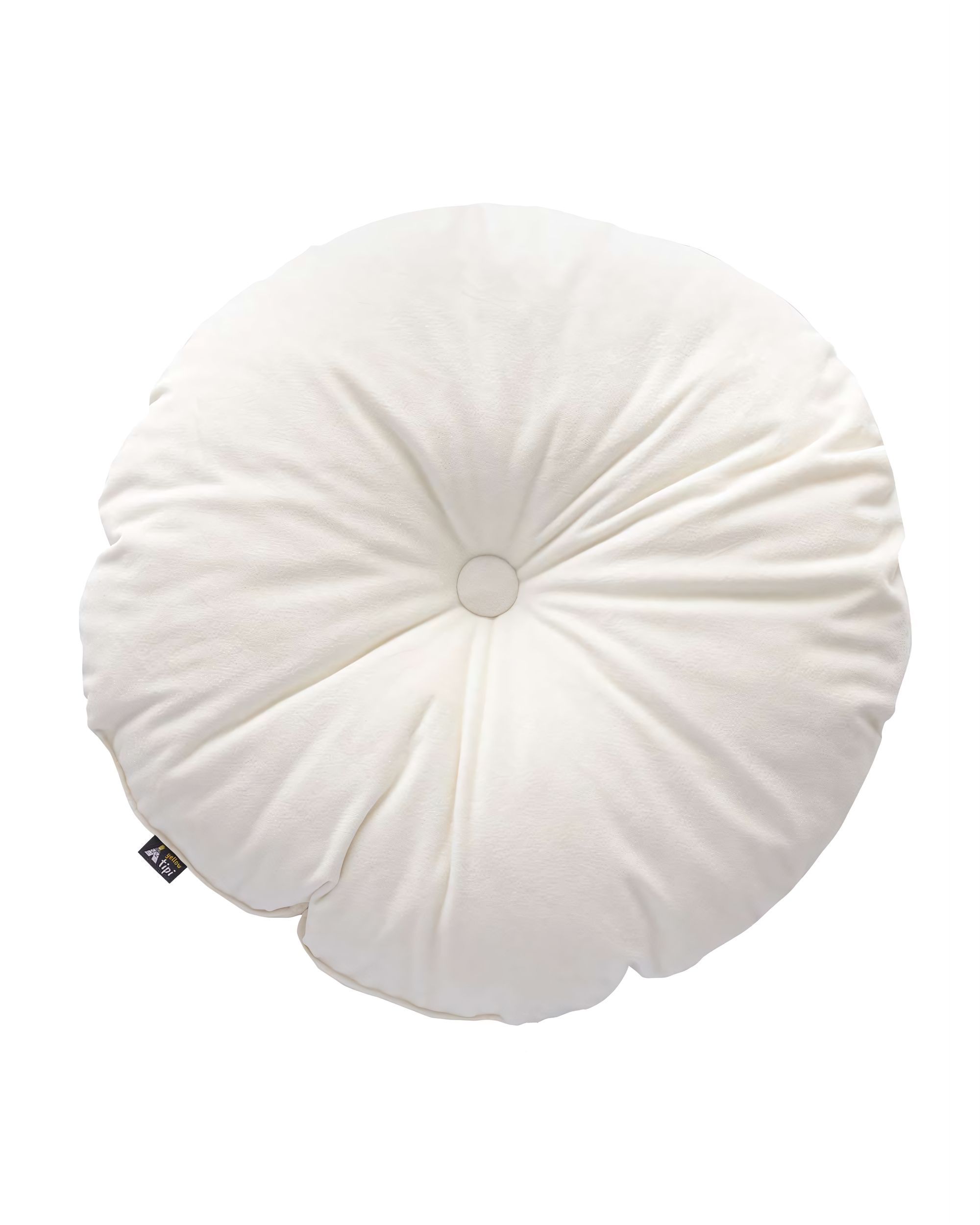 Sametový polštář s knoflíkem barva krémová látka lesklé, sametová