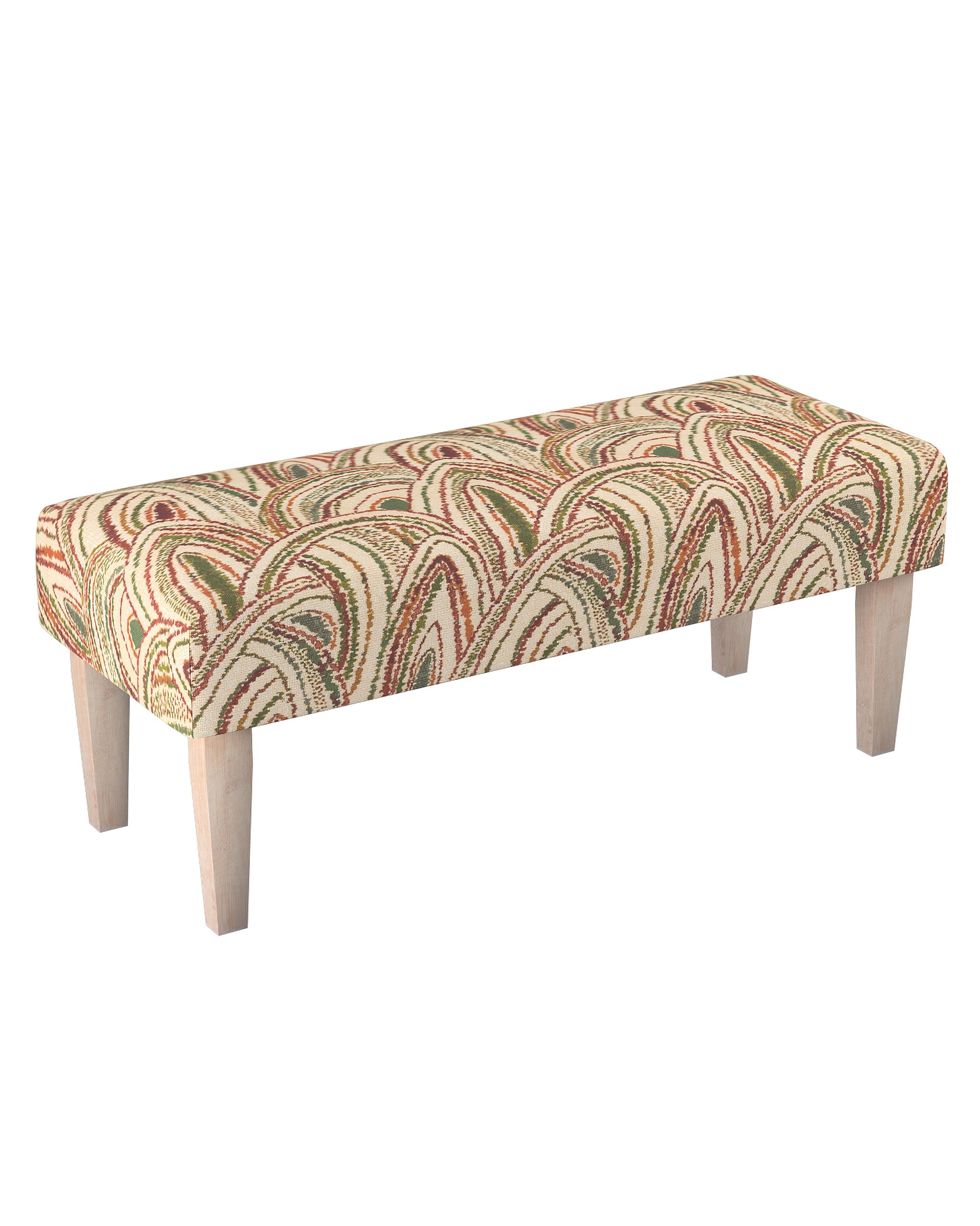 Dlouhá lavička 100x40cm barva vícebarevná látka pletený vzor, vzorované