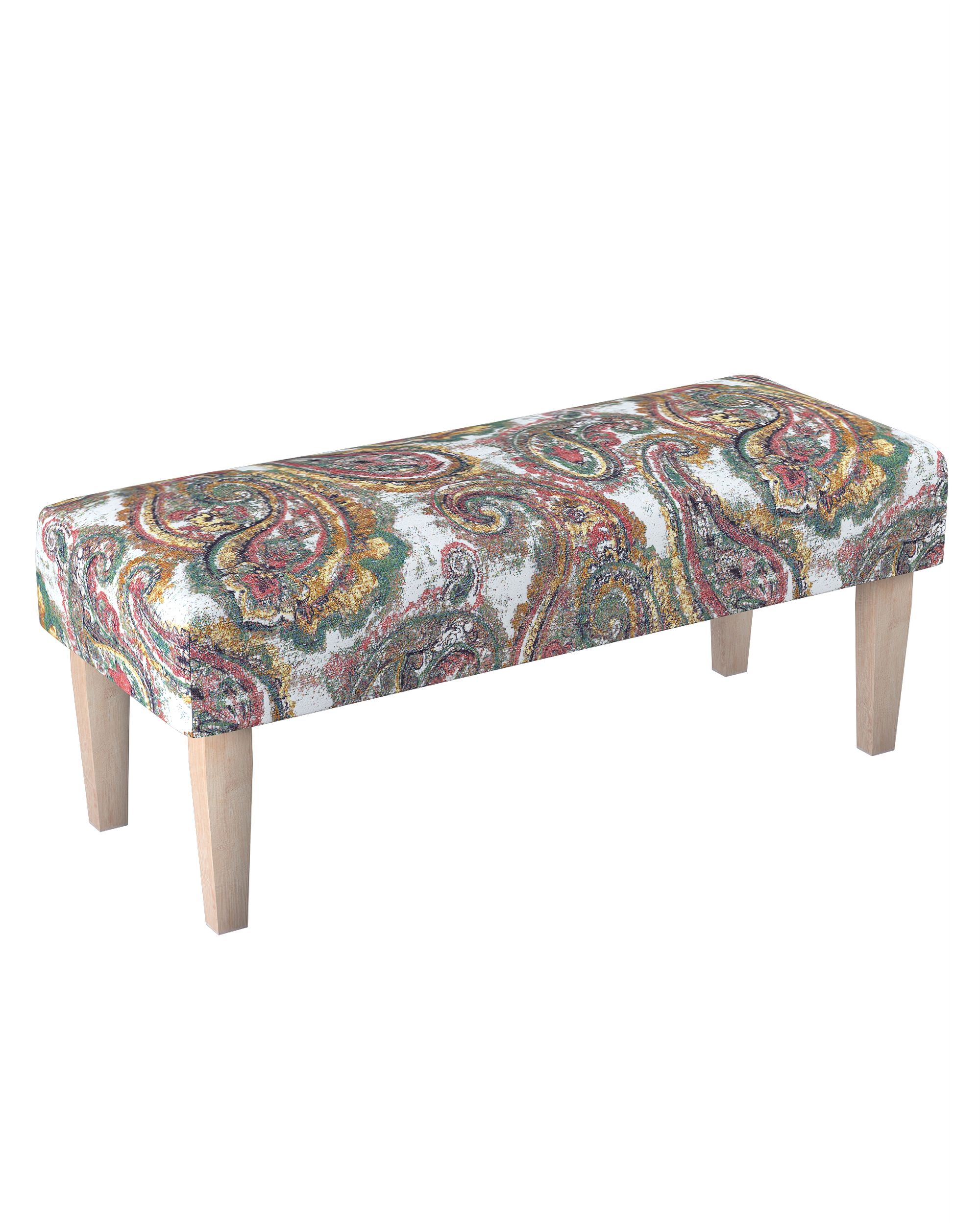Dlouhá lavička 100x40cm barva vícebarevná látka pletený vzor, vzorované