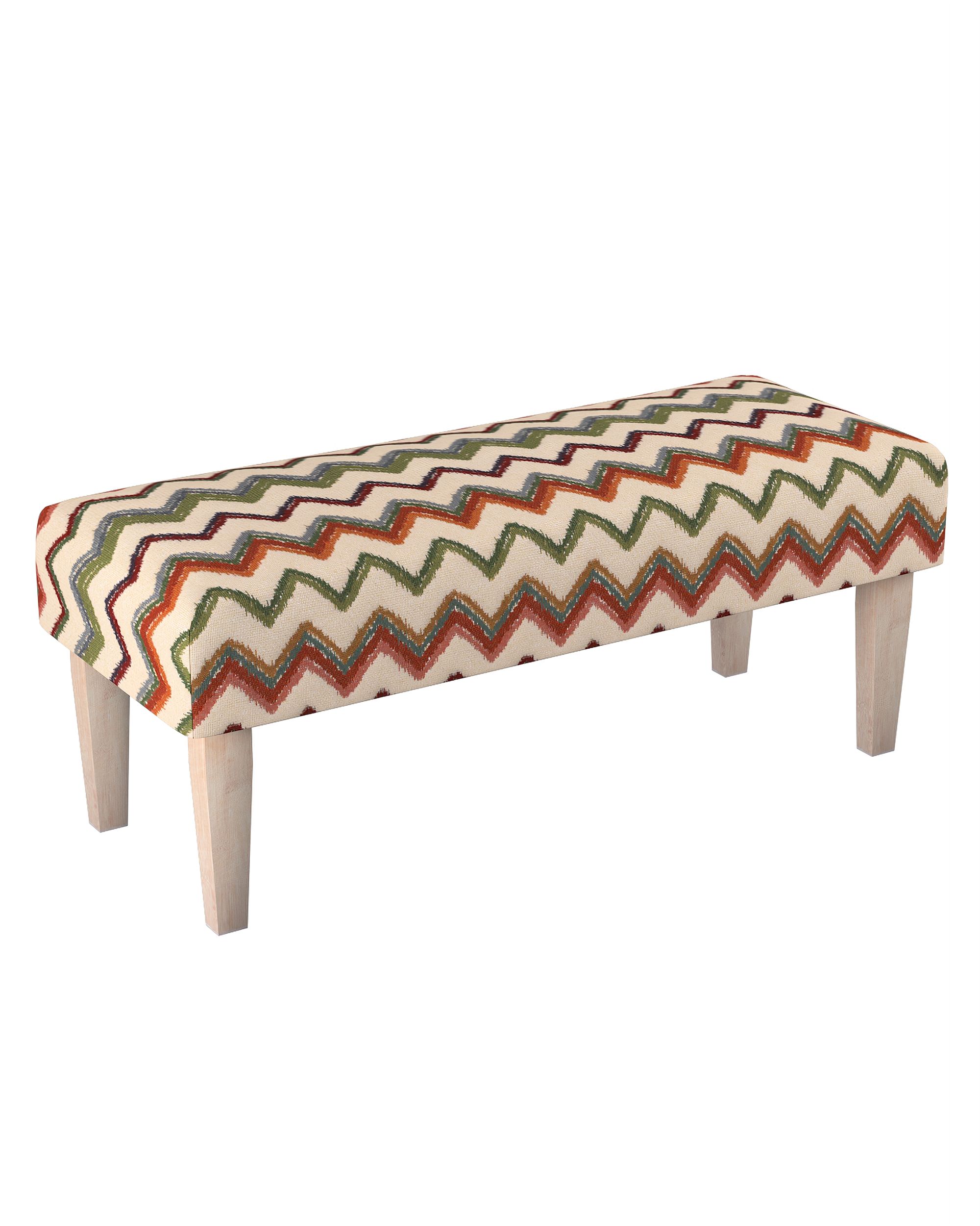 Dlouhá lavička 100x40cm barva vícebarevná látka pletený vzor, vzorované
