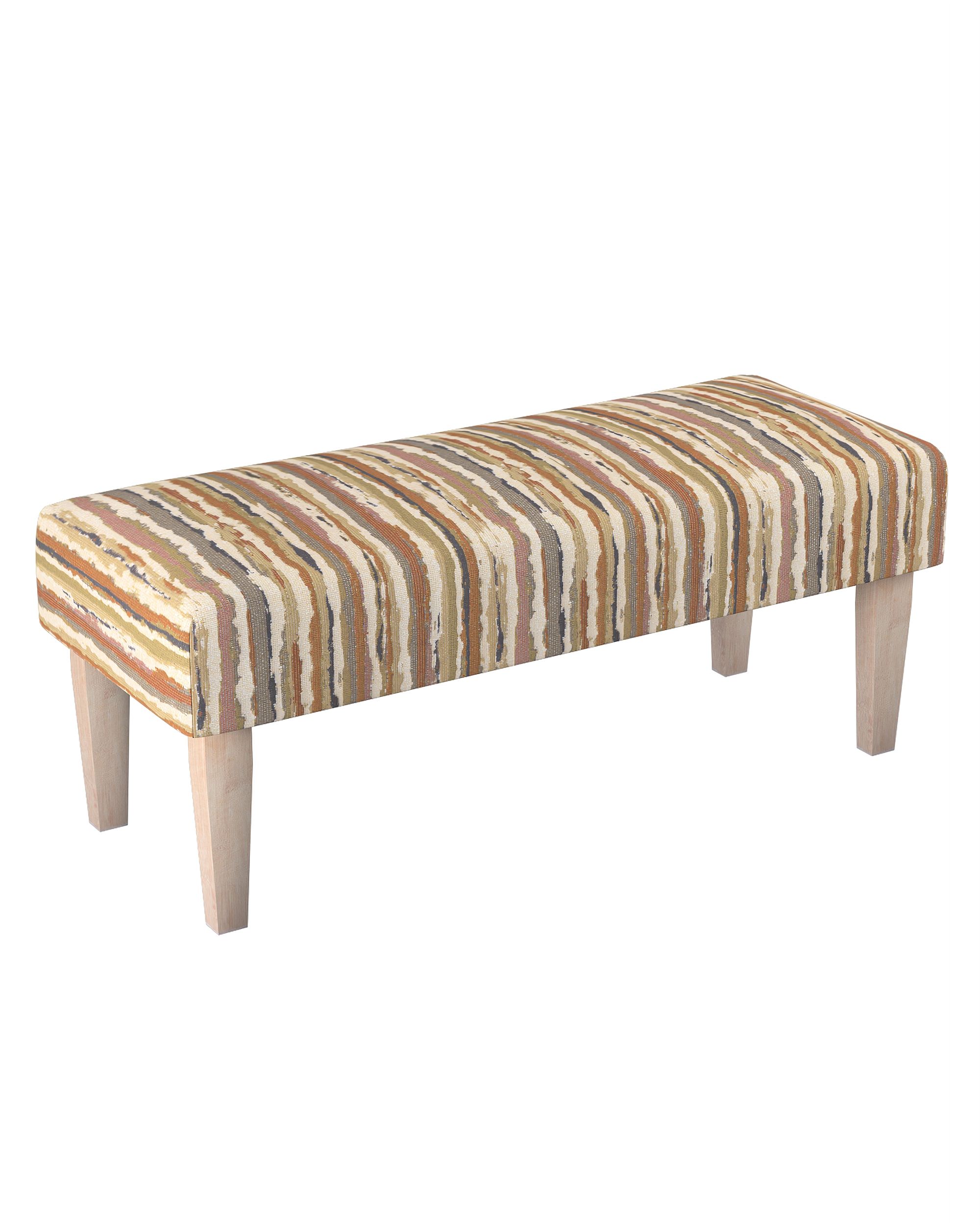Dlouhá lavička 100x40cm barva béžová látka pletený vzor, vzorované