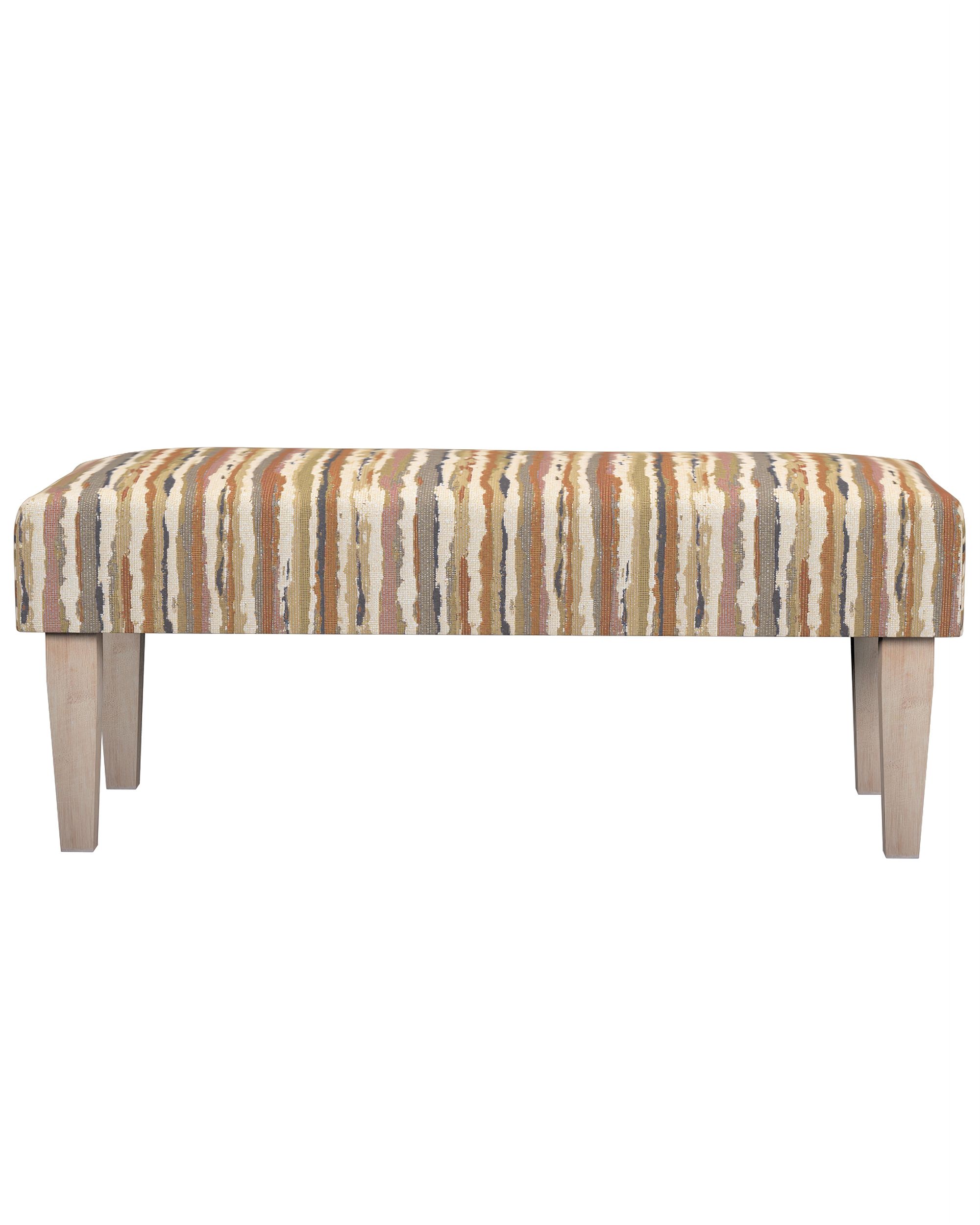 Dlouhá lavička 100x40cm barva béžová látka pletený vzor, vzorované (hover)
