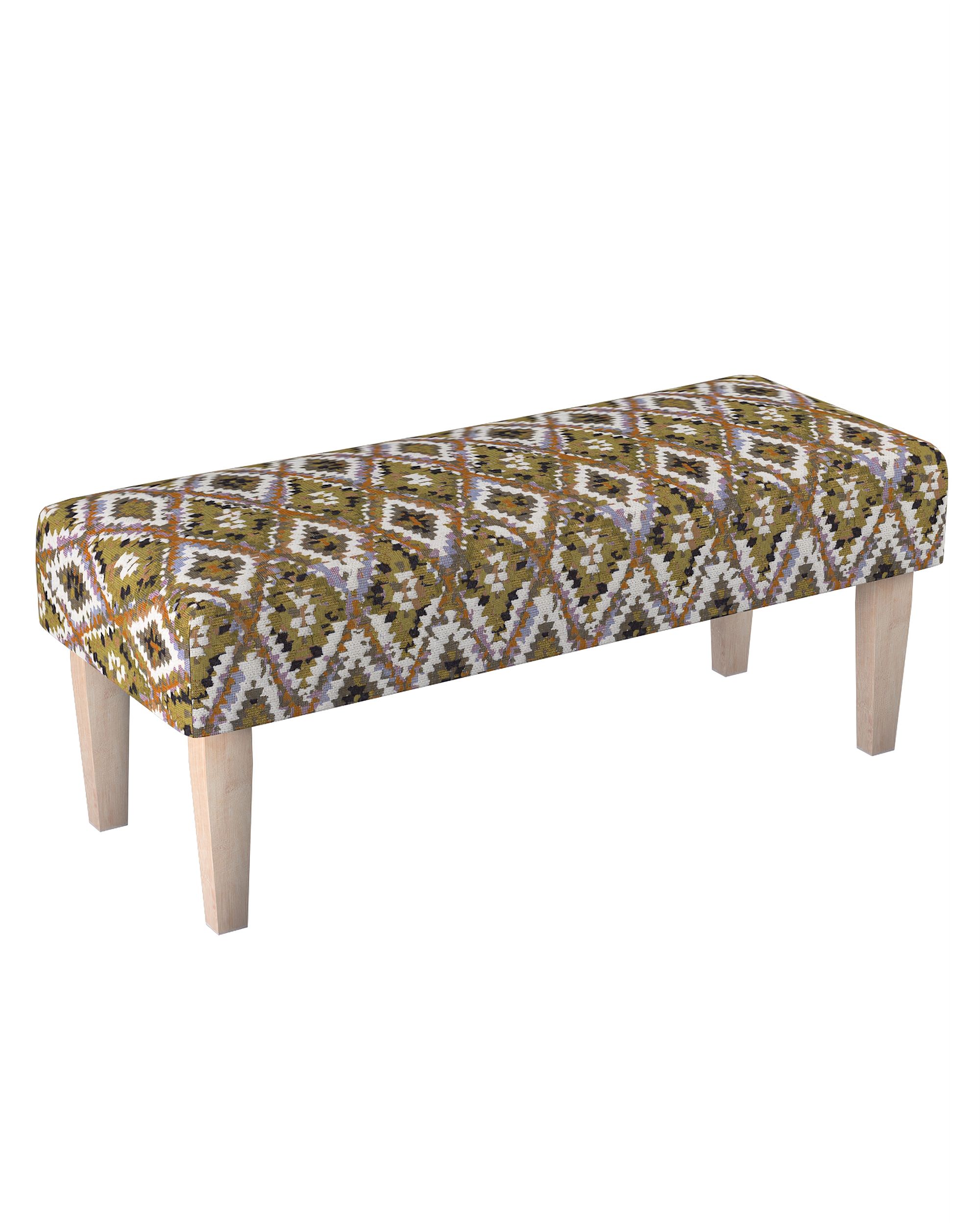 Dlouhá lavička 100x40cm barva vícebarevná látka pletený vzor, vzorované