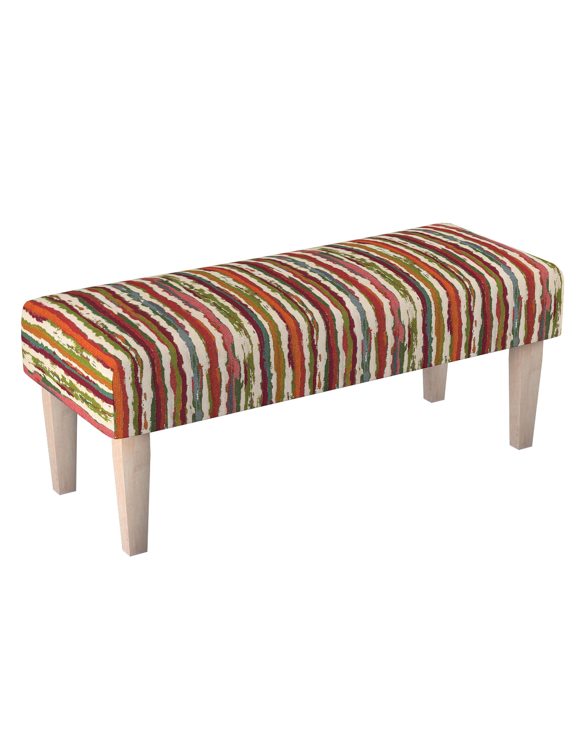 Dlouhá lavička 100x40cm barva vícebarevná látka pletený vzor, vzorované