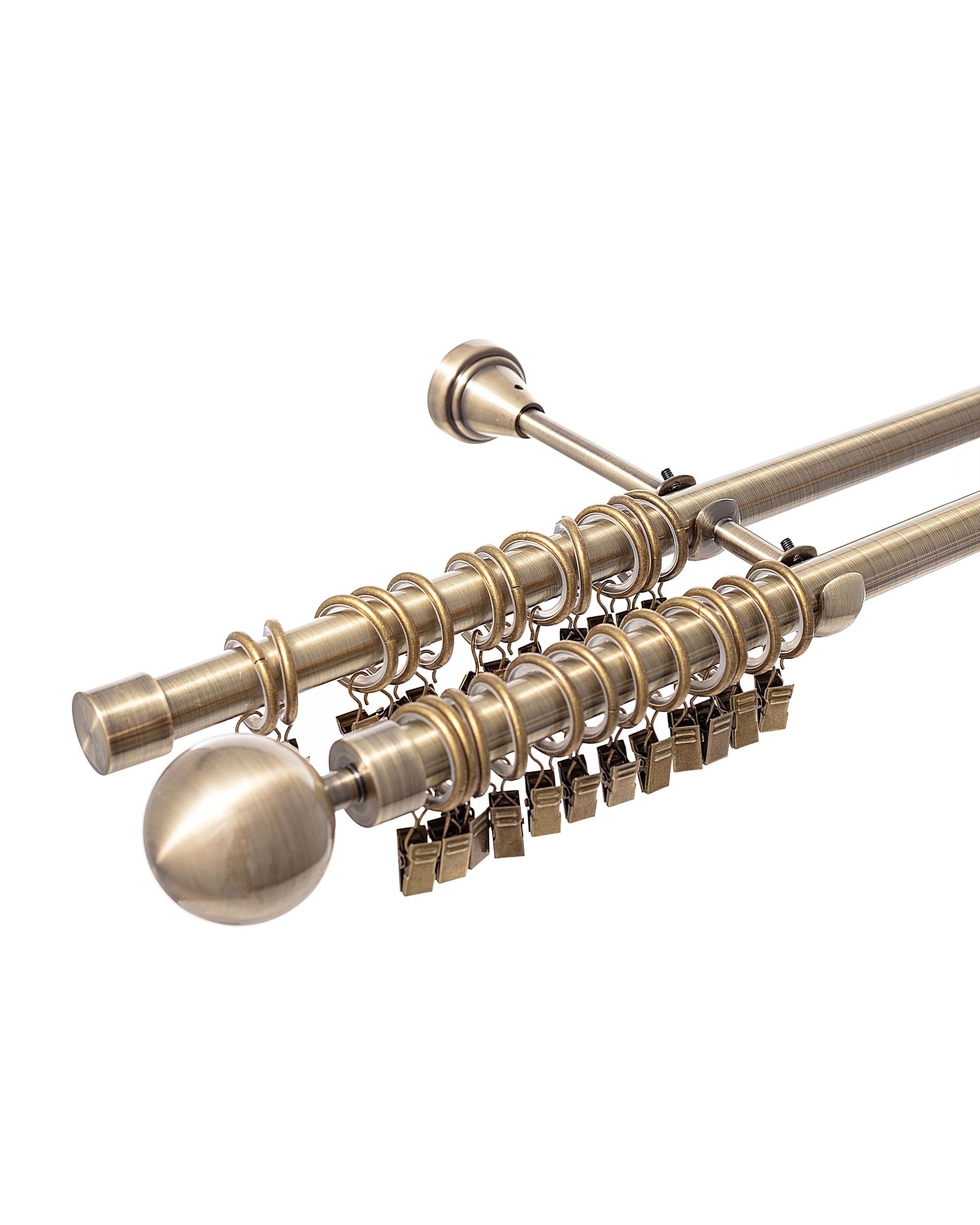 Dvojitá garnýž Elegant antique brass 160 cm