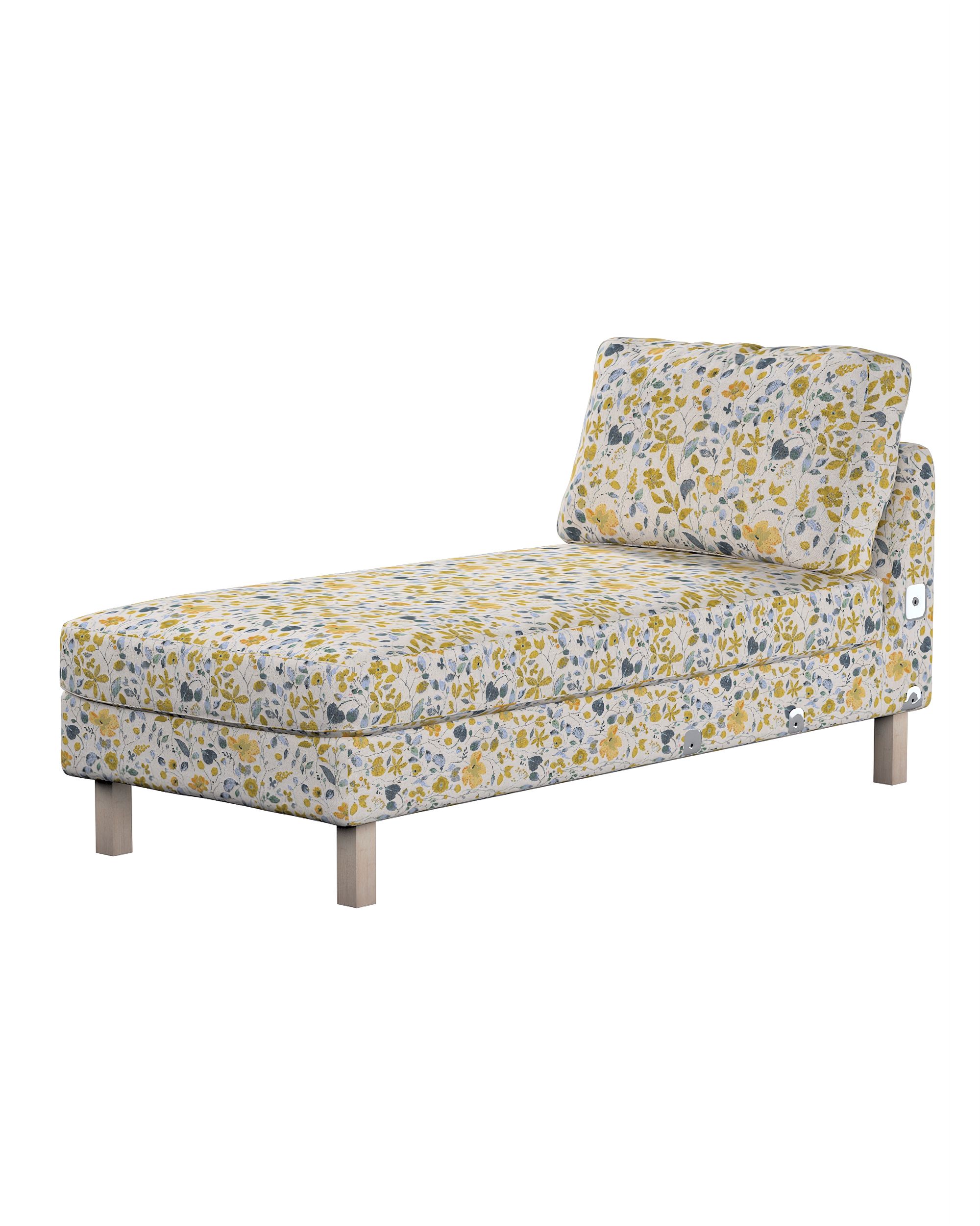 Potah na přídavný šezlong IKEA Karlstad, krátký barva žlutá látka pletený vzor, vzorované