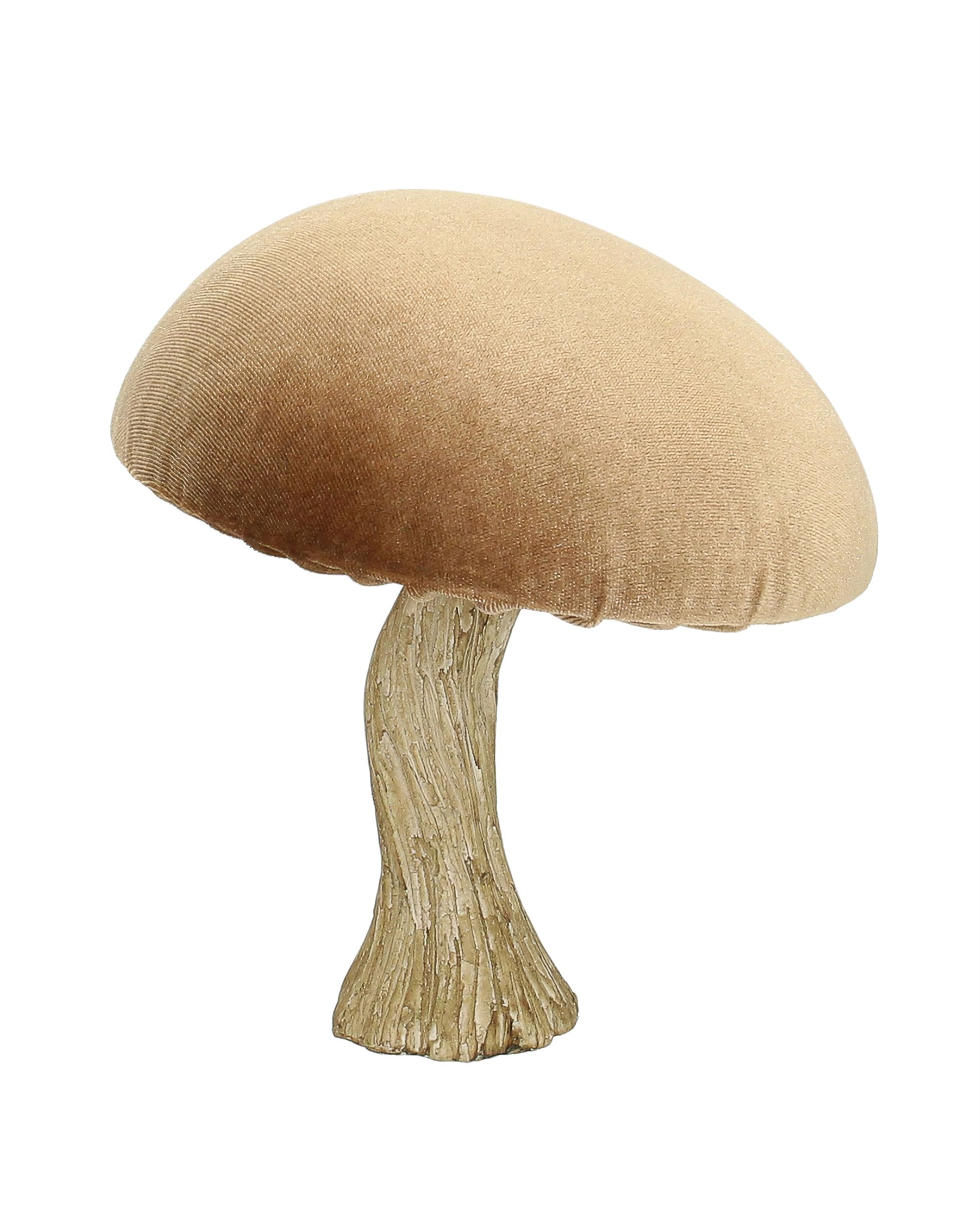 Dekorace Sametový hřib 17 cm caramel