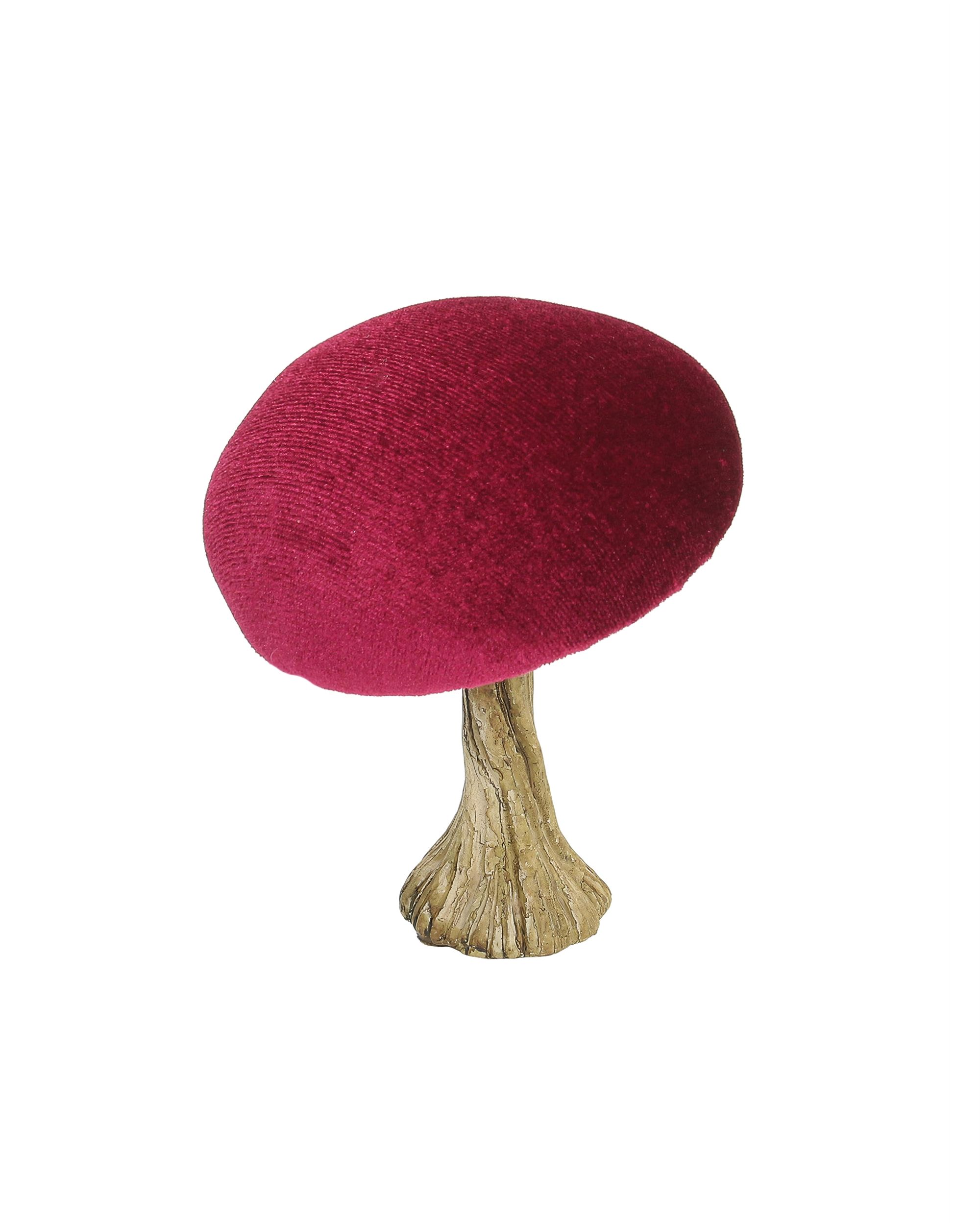 Dekorace Velvet Mushroom 10 cm ruby