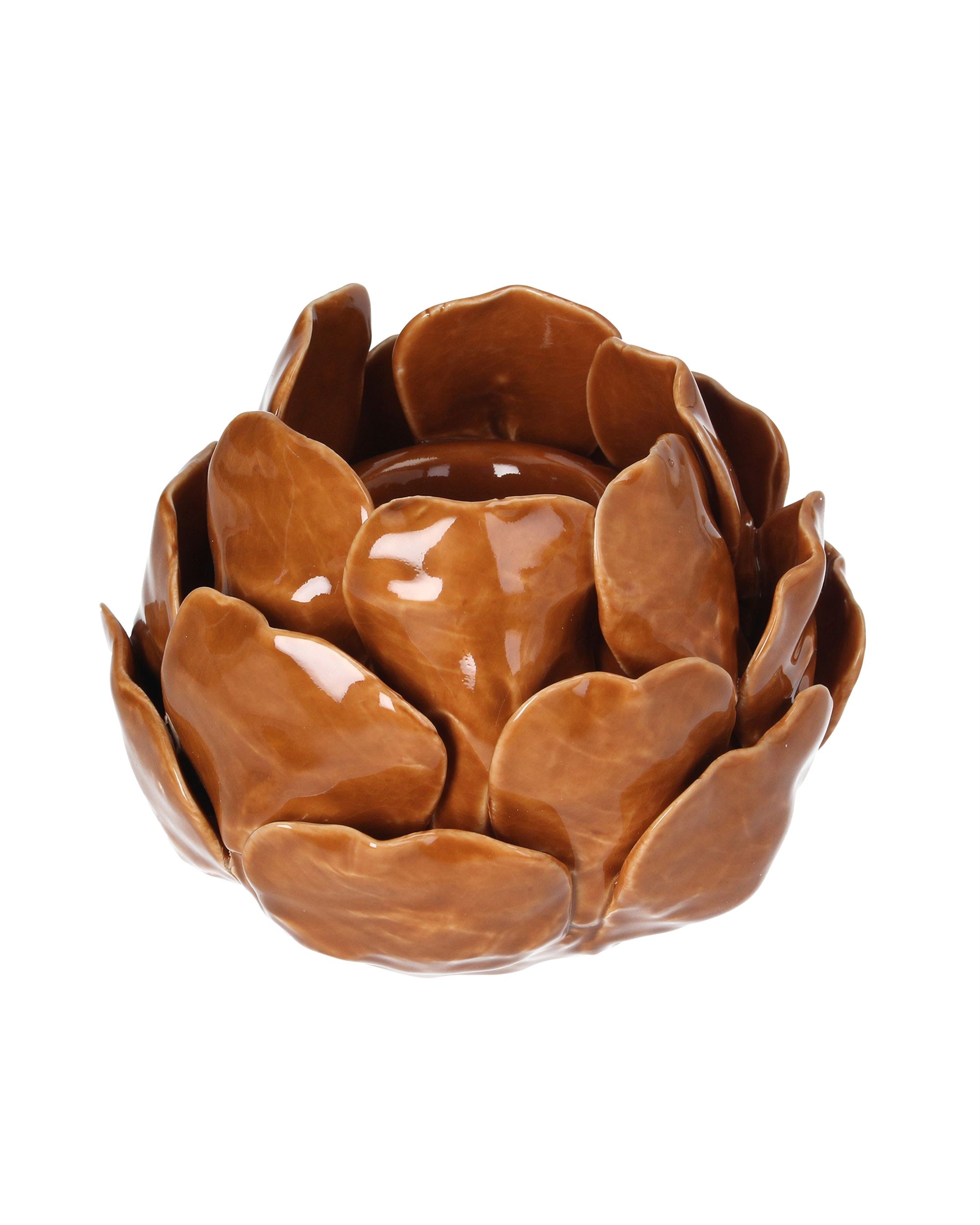 Svícen Petalia light brown 10 cm