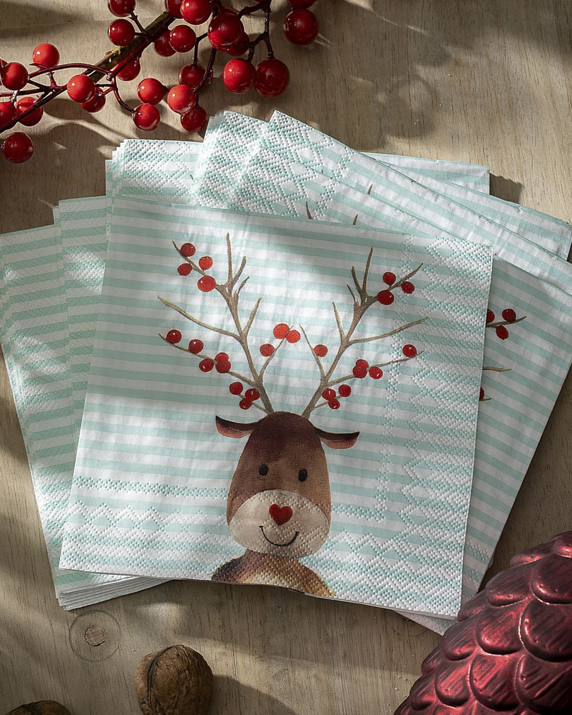 Vánoční ubrousky Reindeer Stripes 20 szt. (hover)
