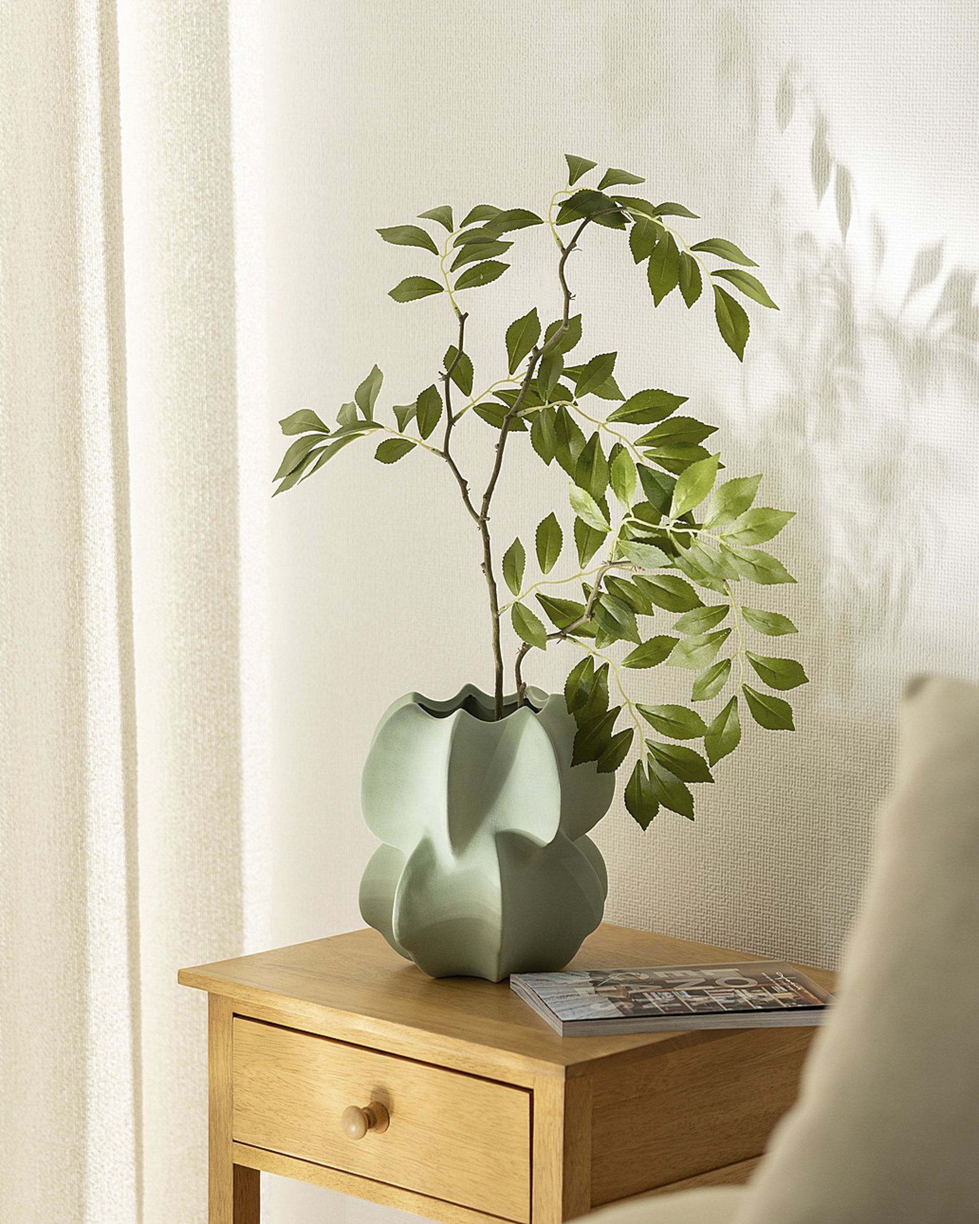 Dekorativní větvička Green Leaf 80 cm (hover)