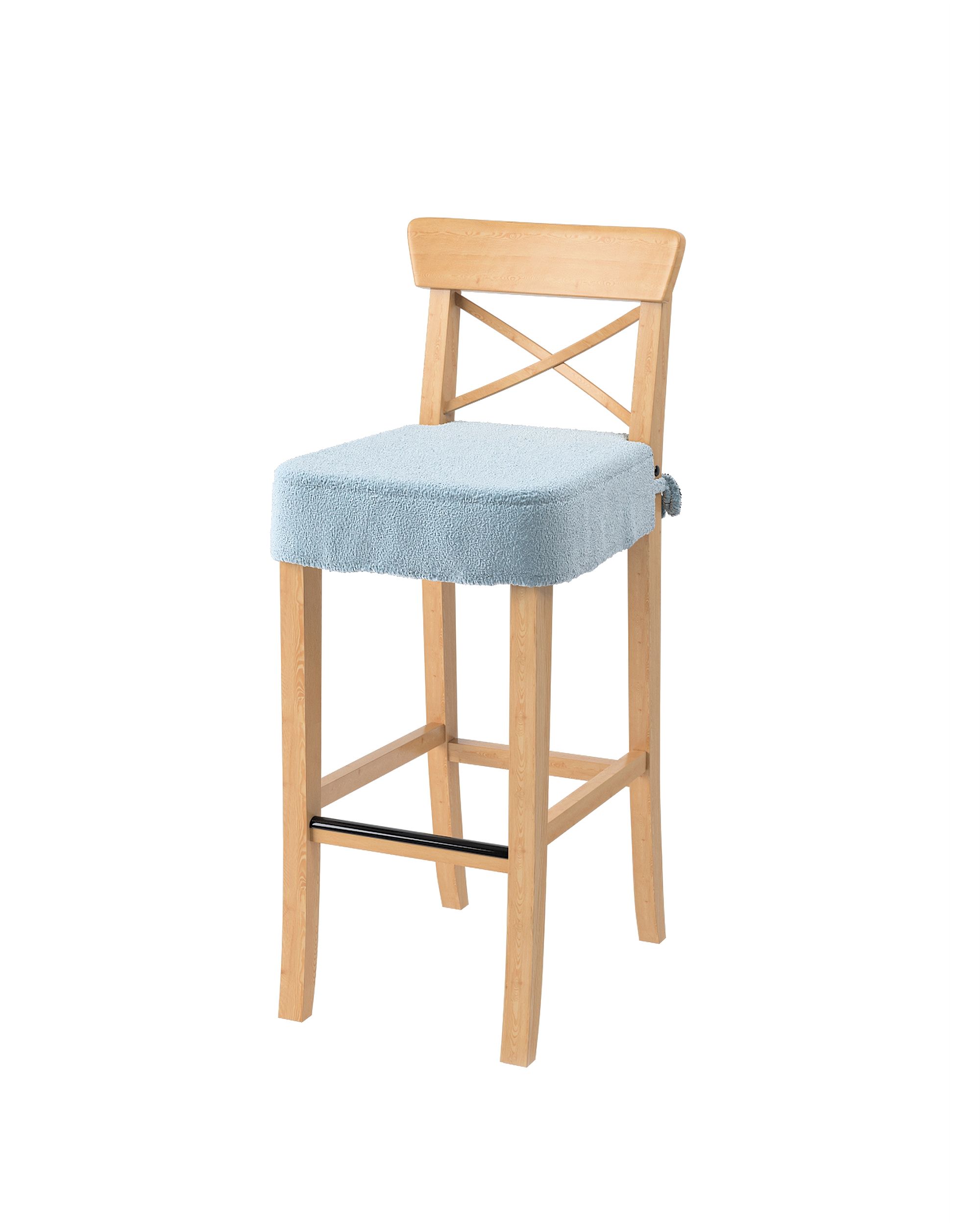 Sedák na židli IKEA Ingolf - barová barva modrá látka pletený vzor
