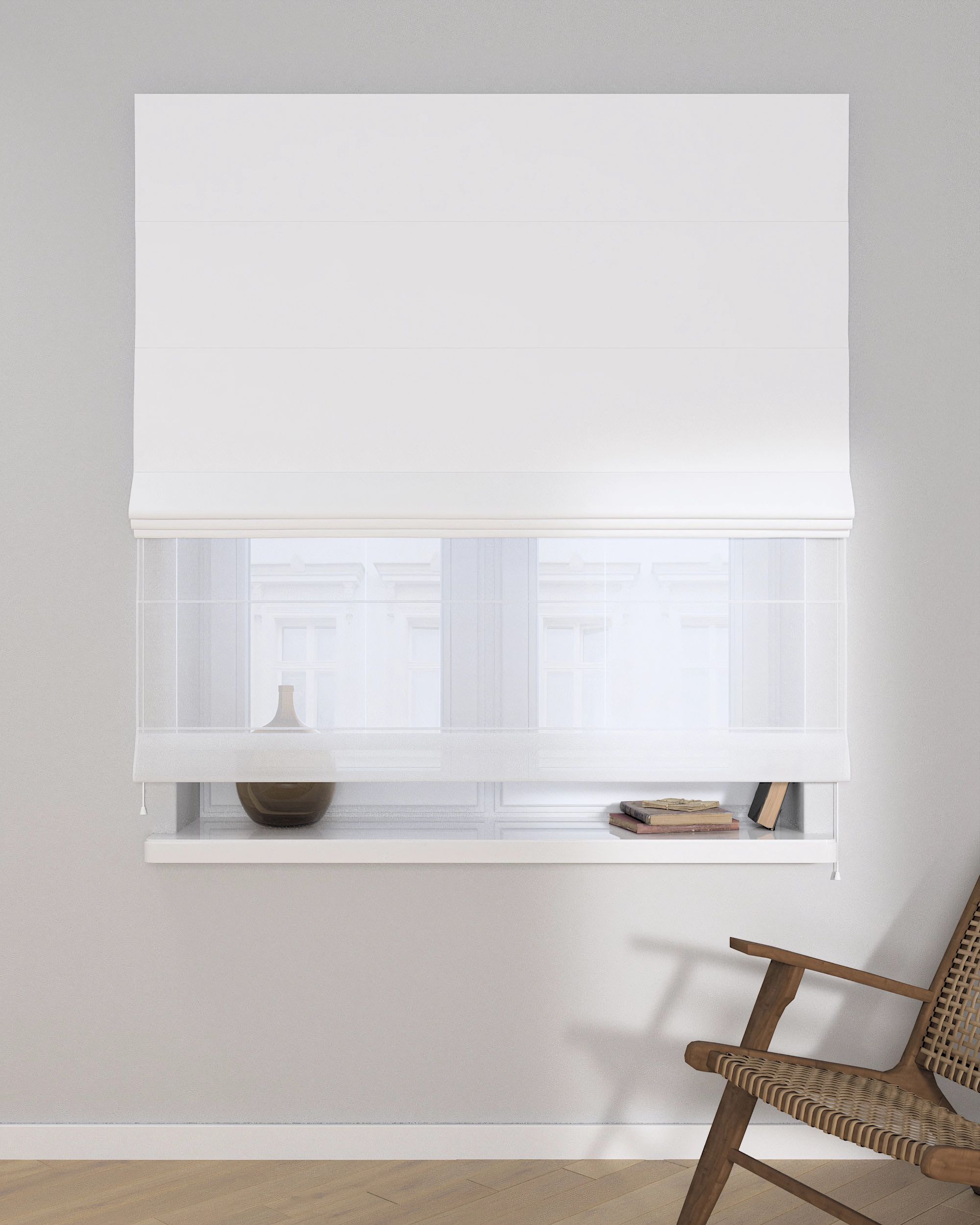 Římská roleta Duo barva bílá látka zatemňovací (hover)