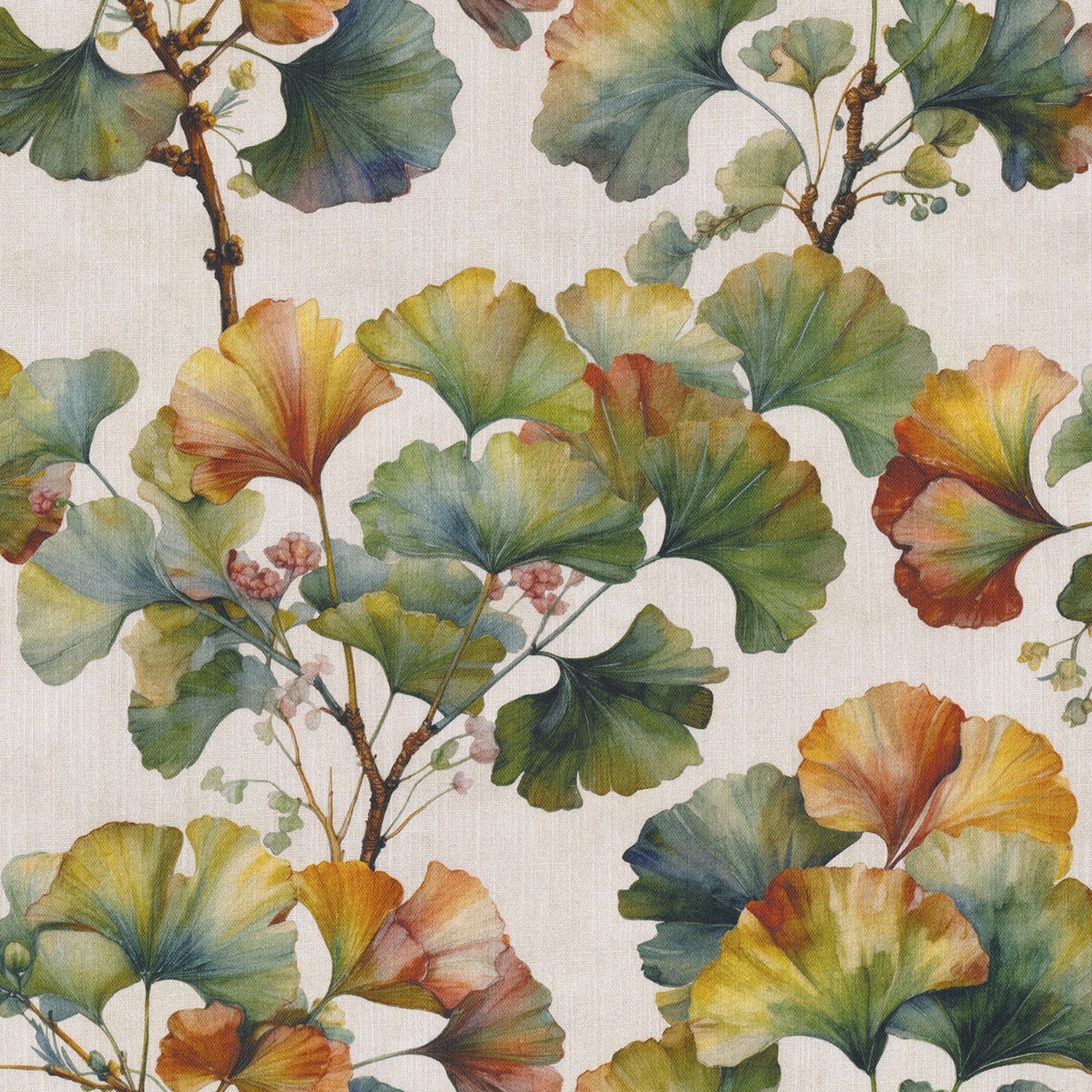 Botanic Viscose 145-18 vícebarevné květy na bílém podkladu