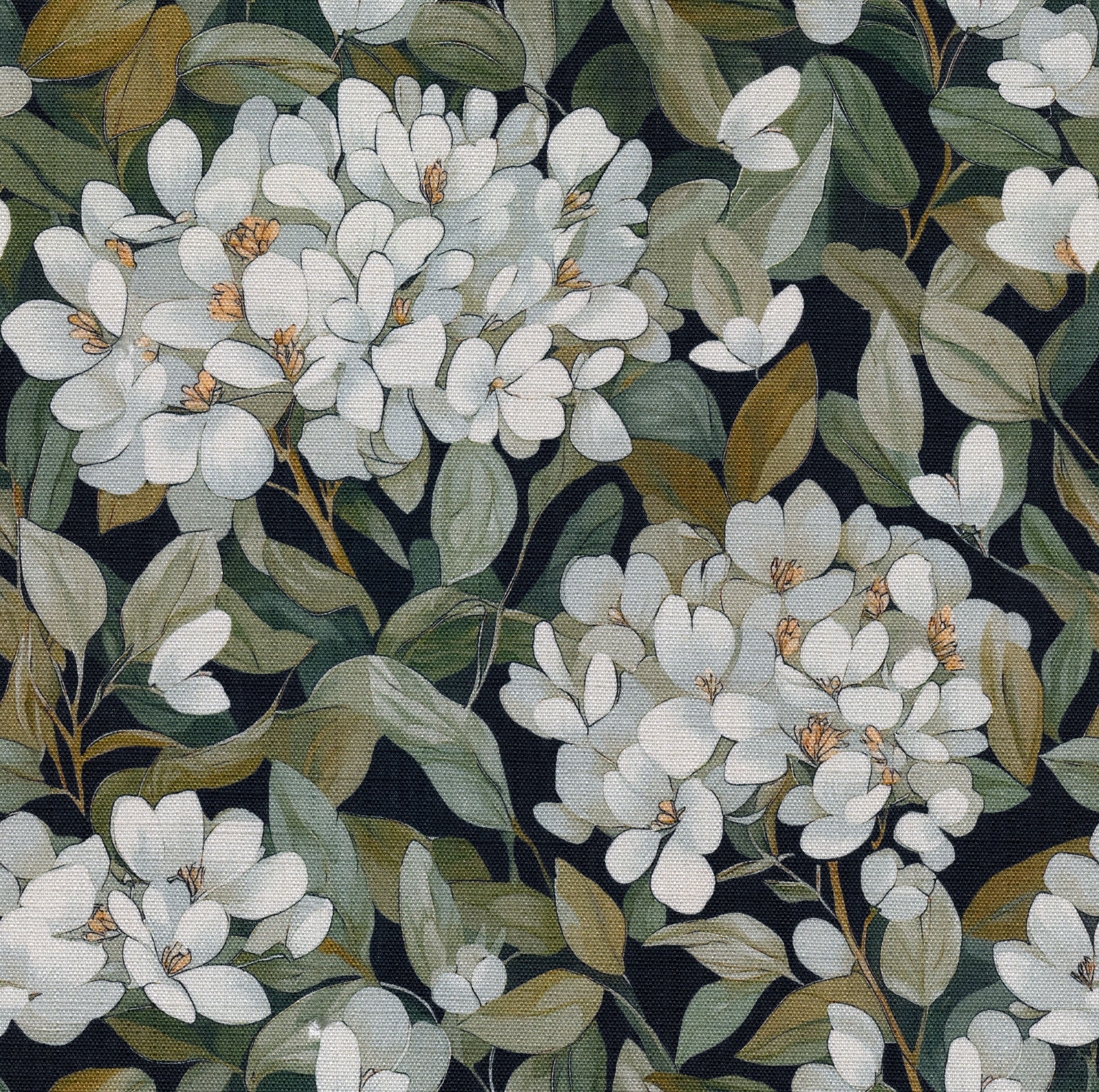 Botanic Viscose 145-19 světlé květy na černém podkladu
