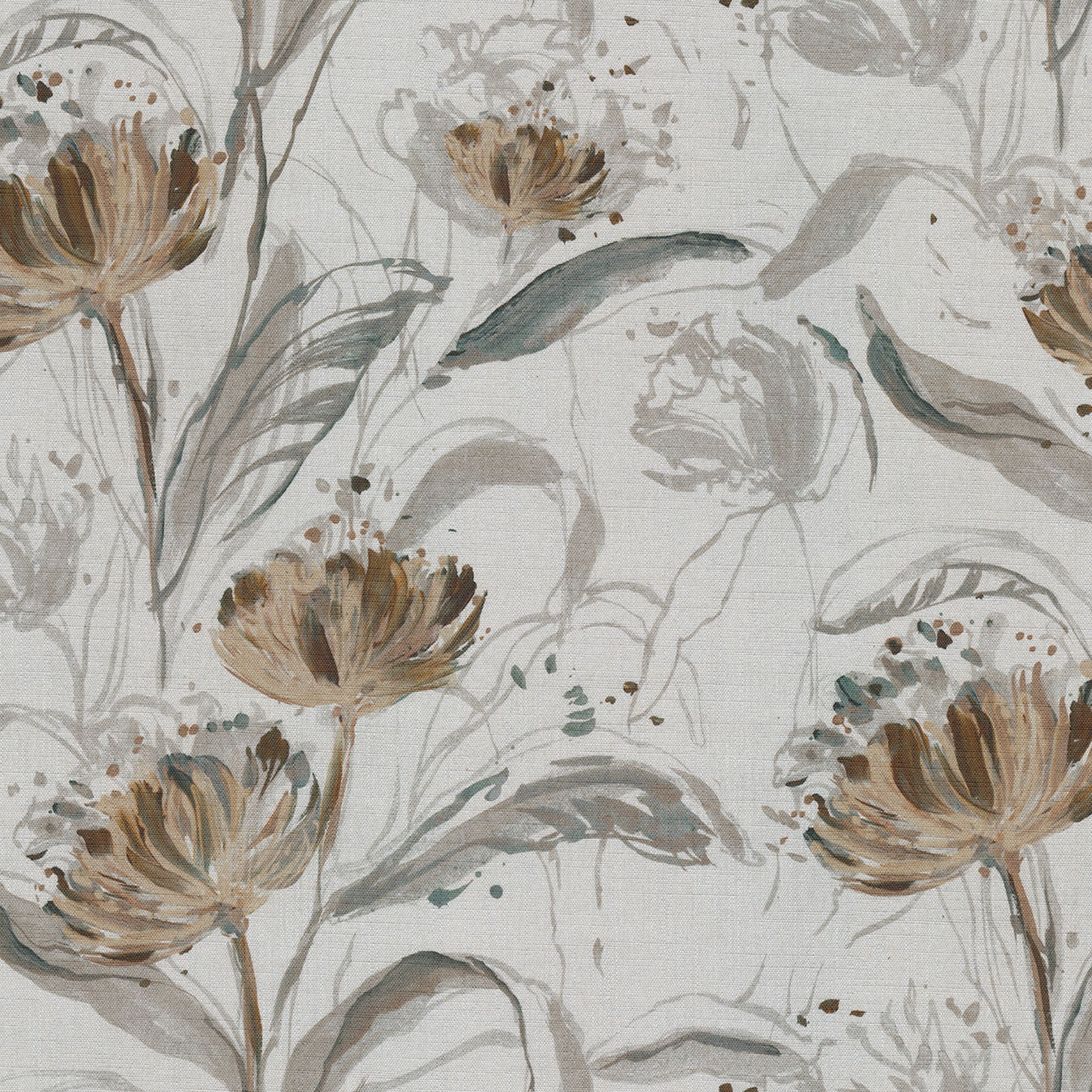 Botanic Viscose 145-22 květy na světle šedém podkladu