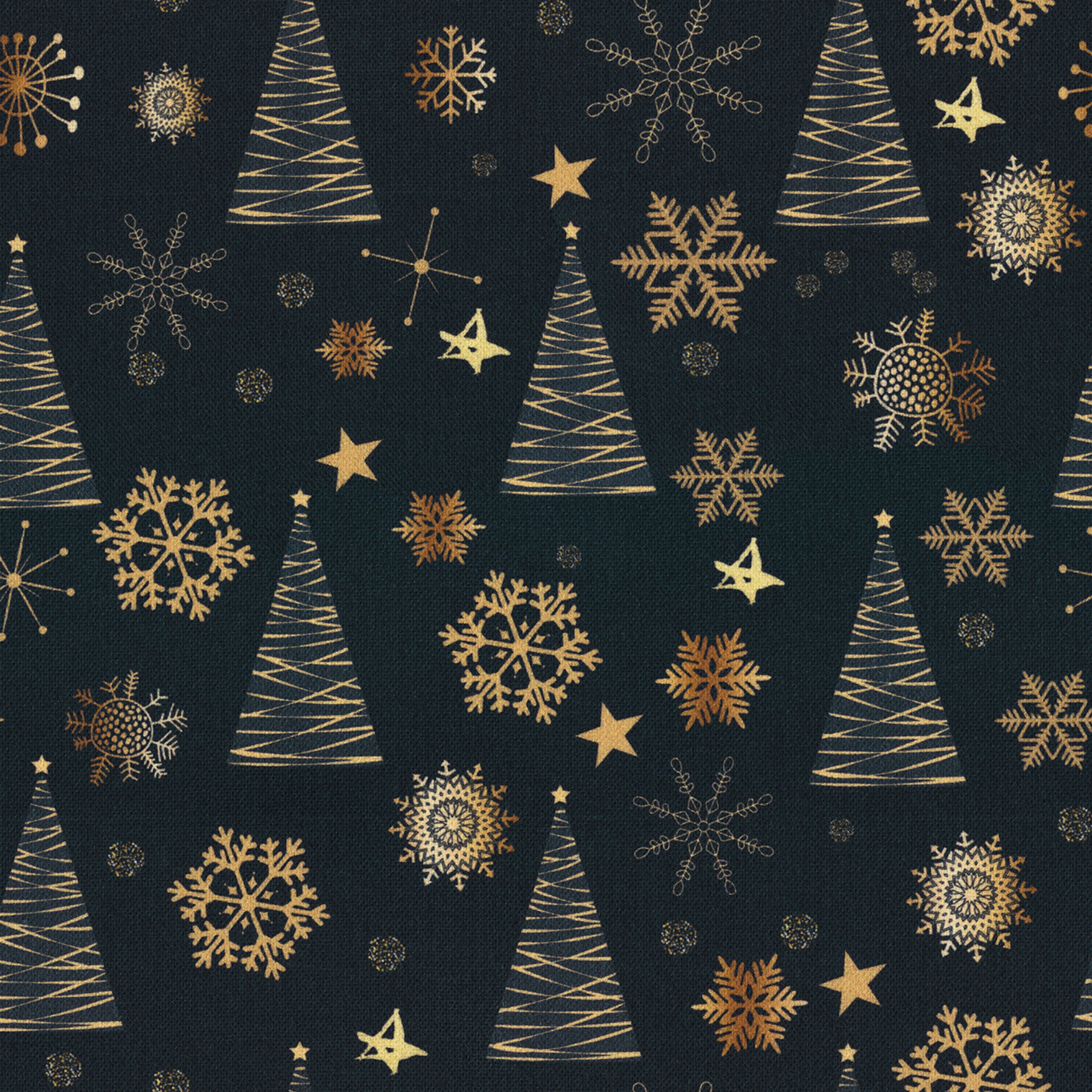 Christmas 629-42 zlatý vzor na tmavě modrém pozadí