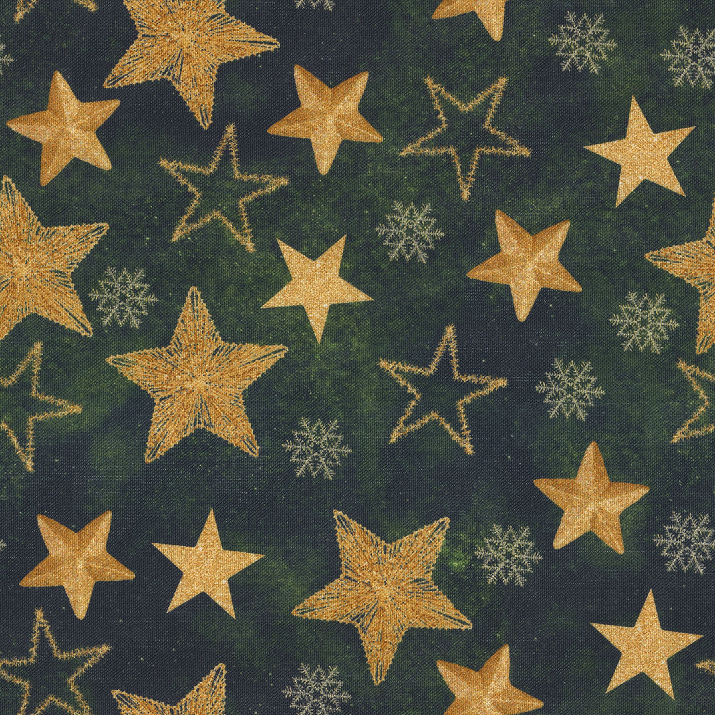 Christmas 629-46 zlaté hvězdičky na zeleném pozadí