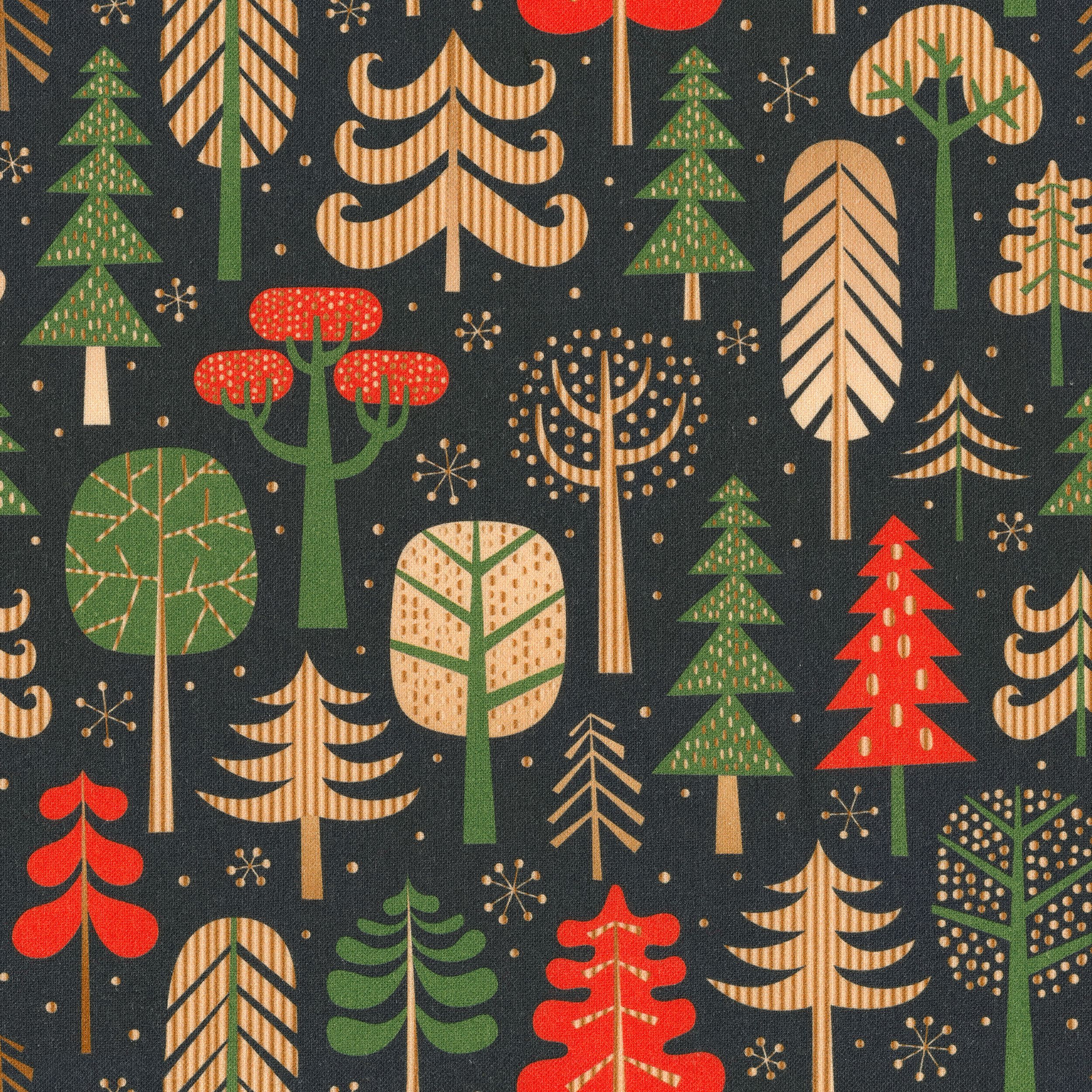 Christmas 629-48 barevné stromy na tmavě modrém podkladu